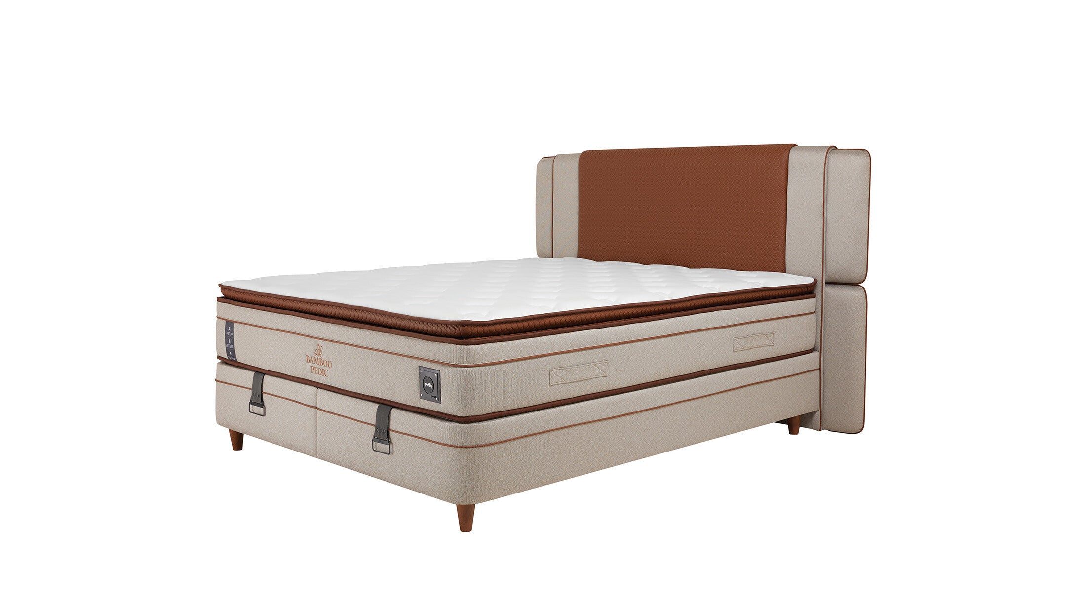 Тапицирано легло «Bamboo Pedic» + Матрак и табла - с място за съхранение, повдигащ механизъм, система за безшумно затваряне