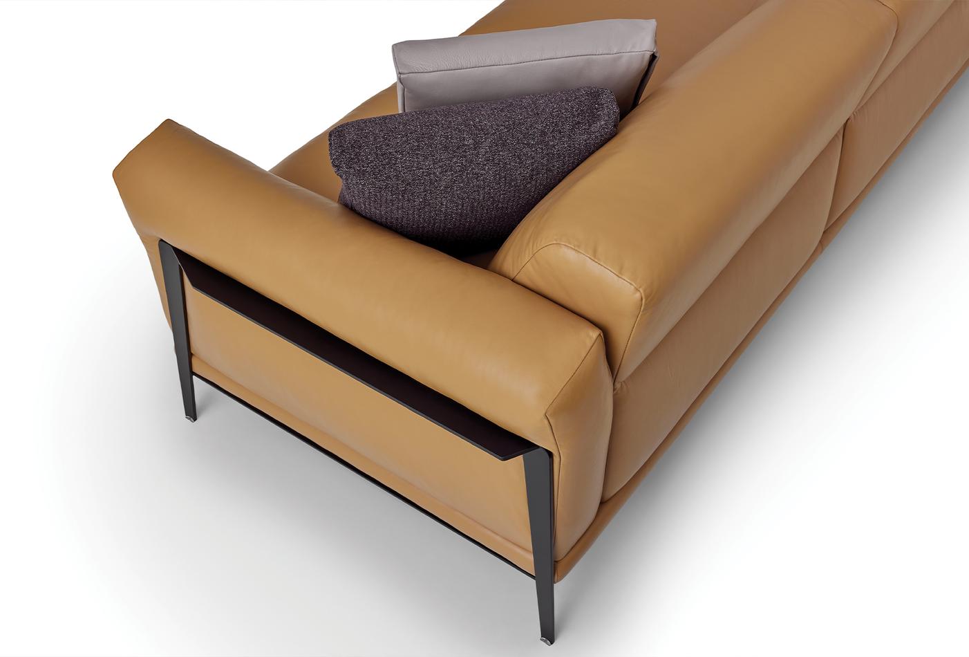 Четириместен диван «Emoticon» + три декоративни възглавници, от естествена кожа, ширина 293см