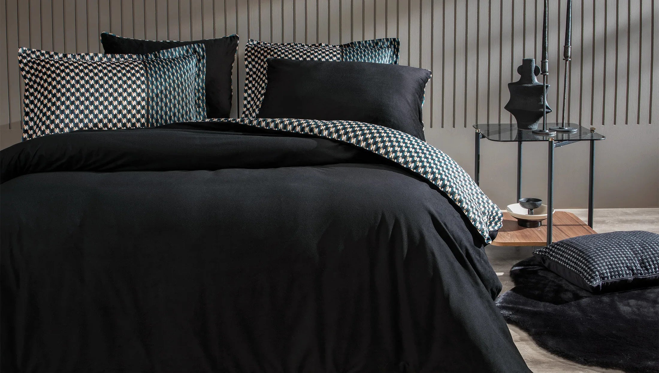 Двоен спален комплект «CharMe Bronte» - King size, 4 части, памучен сатен, кадифе