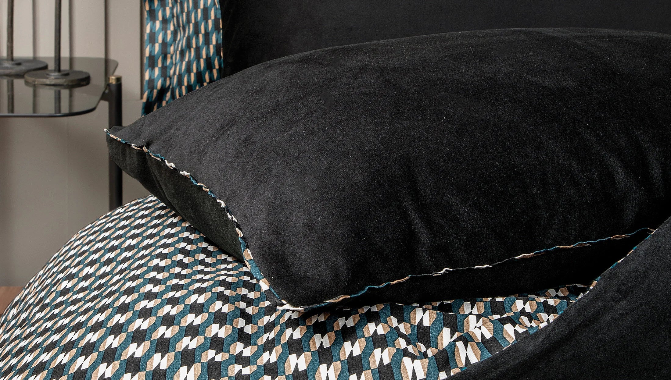 Двоен спален комплект «CharMe Bronte» - King size, 4 части, памучен сатен, кадифе