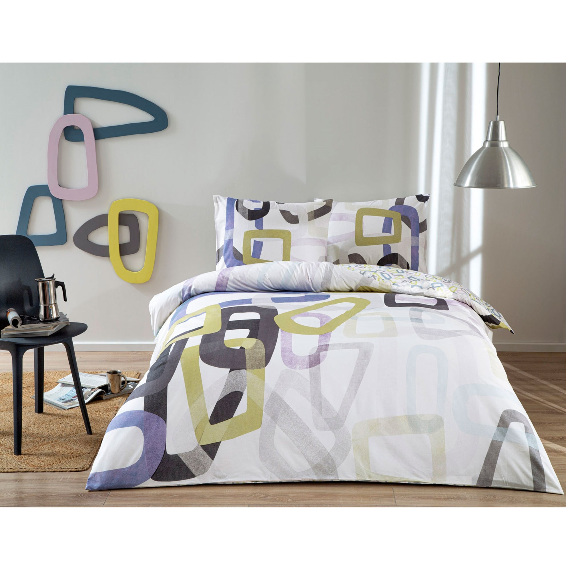 Единичен спален комплект «Feur Lila» - 3 части, памук, ранфорс, чаршаф с ластик