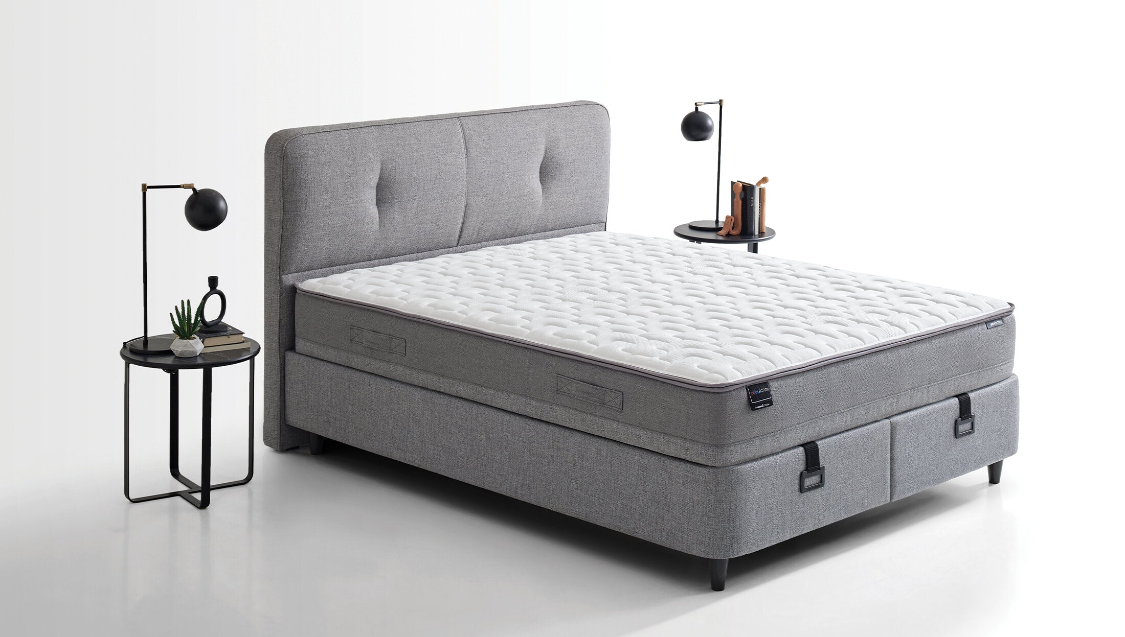 Тапицирана основа за легло «Lotto» с място за съхранение, повдигащ механизъм, система за безшумно затваряне