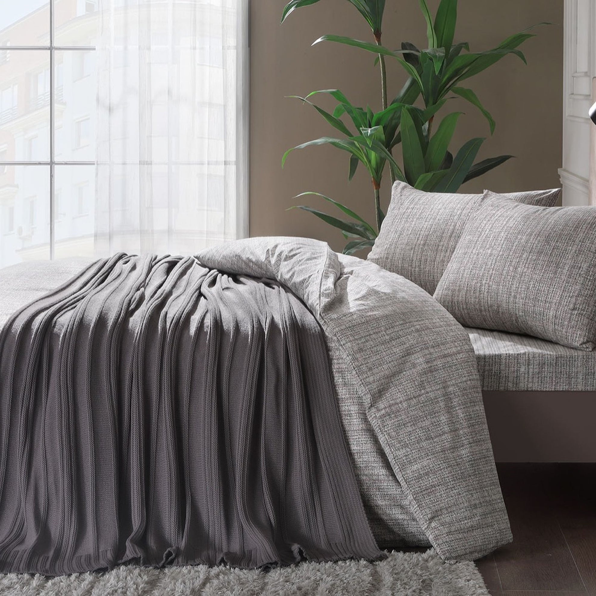 Двоен спален комплект «Trikolu Gri» - 4 части, ранфорс