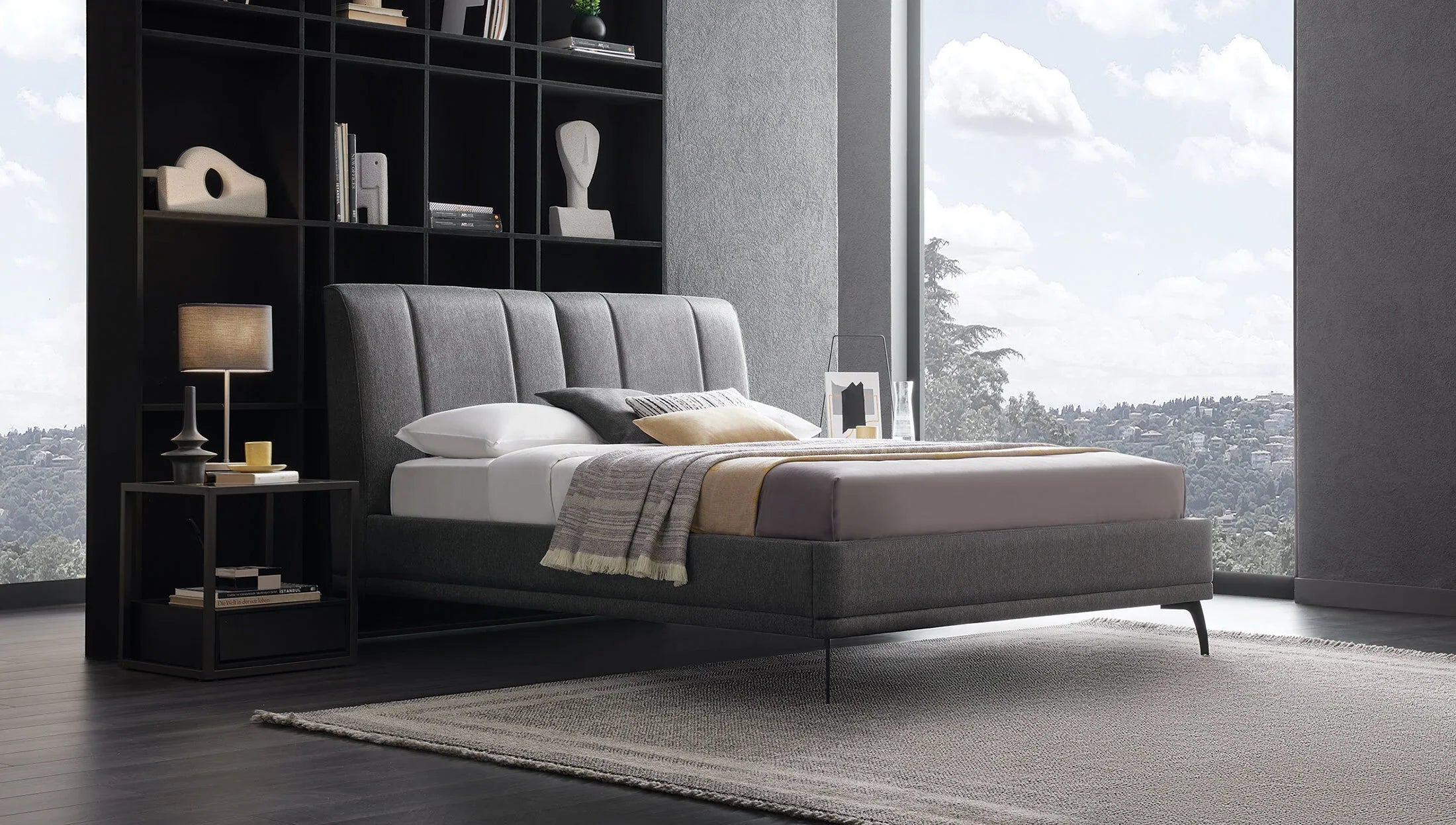 Тапицирана табла за легло «Black Ice»