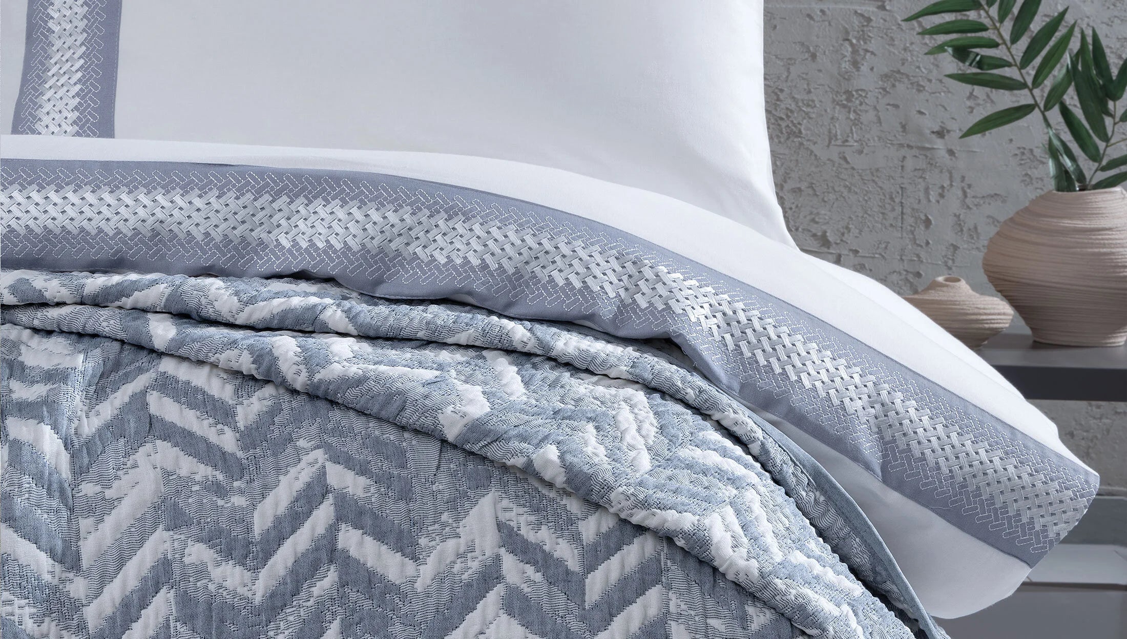 Двоен спален комплект «Elsie Indigo» - 8 части, памук, ранфорс