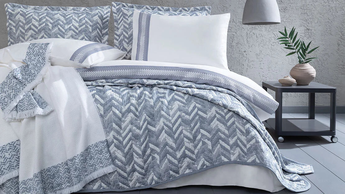 Двоен спален комплект «Elsie Indigo» - 8 части, памук, ранфорс