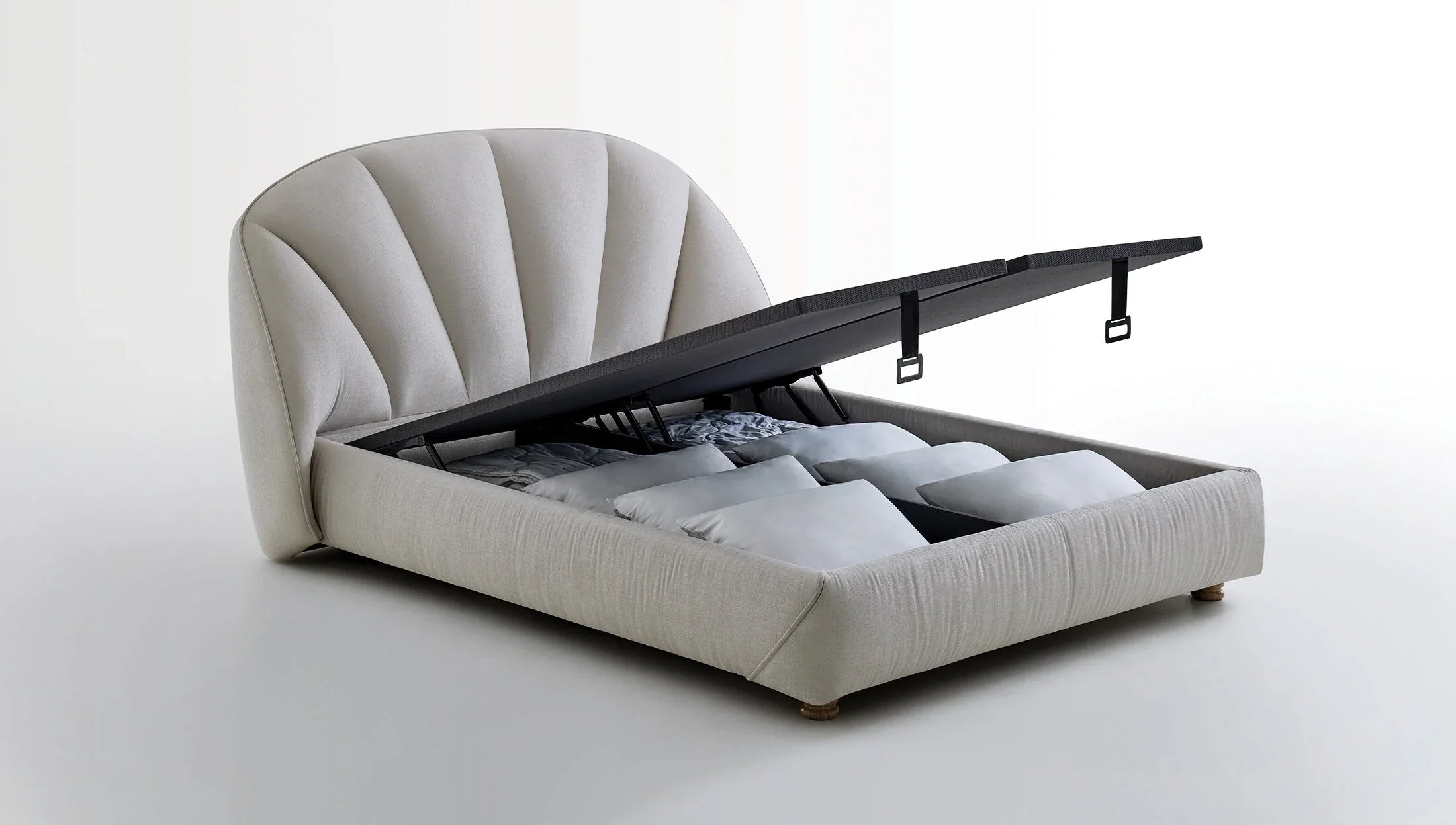 Тапицирано легло «Natura Rest» + Матрак и табла - с място за съхранение, с кокосови влакна, латекс и вълна Woolmark