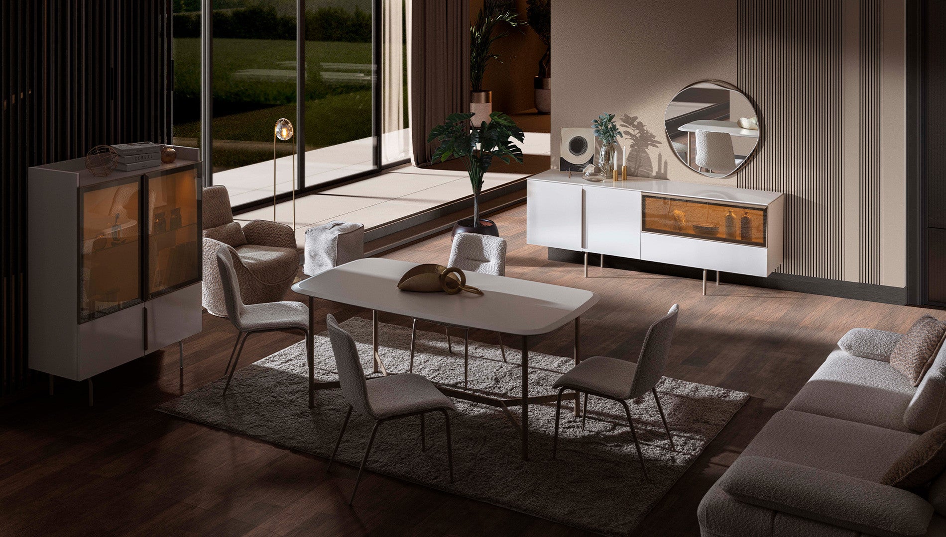 Бюфет «Noble» + LED осветление, с чекмедже, размер 208х81х50см