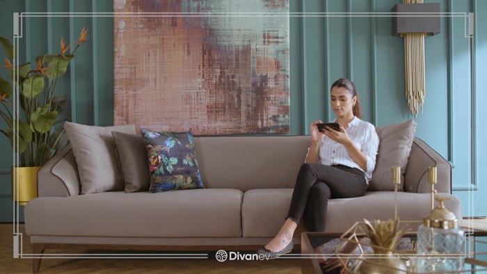 Tриместен диван «Talin» + декоративни възглавници, ширина 252см