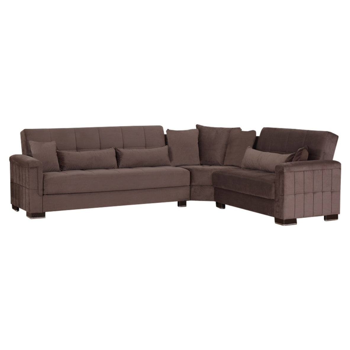 Ъглов разтегателен диван «Armada Pro Big» + декоративни възглавници, с място за съхранение, ширина 253см