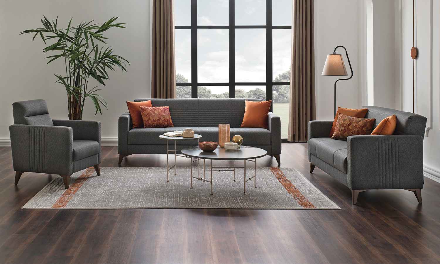 Tриместен разтегателен диван «Nola» + 3 декоративни възглавници, ширина 209см