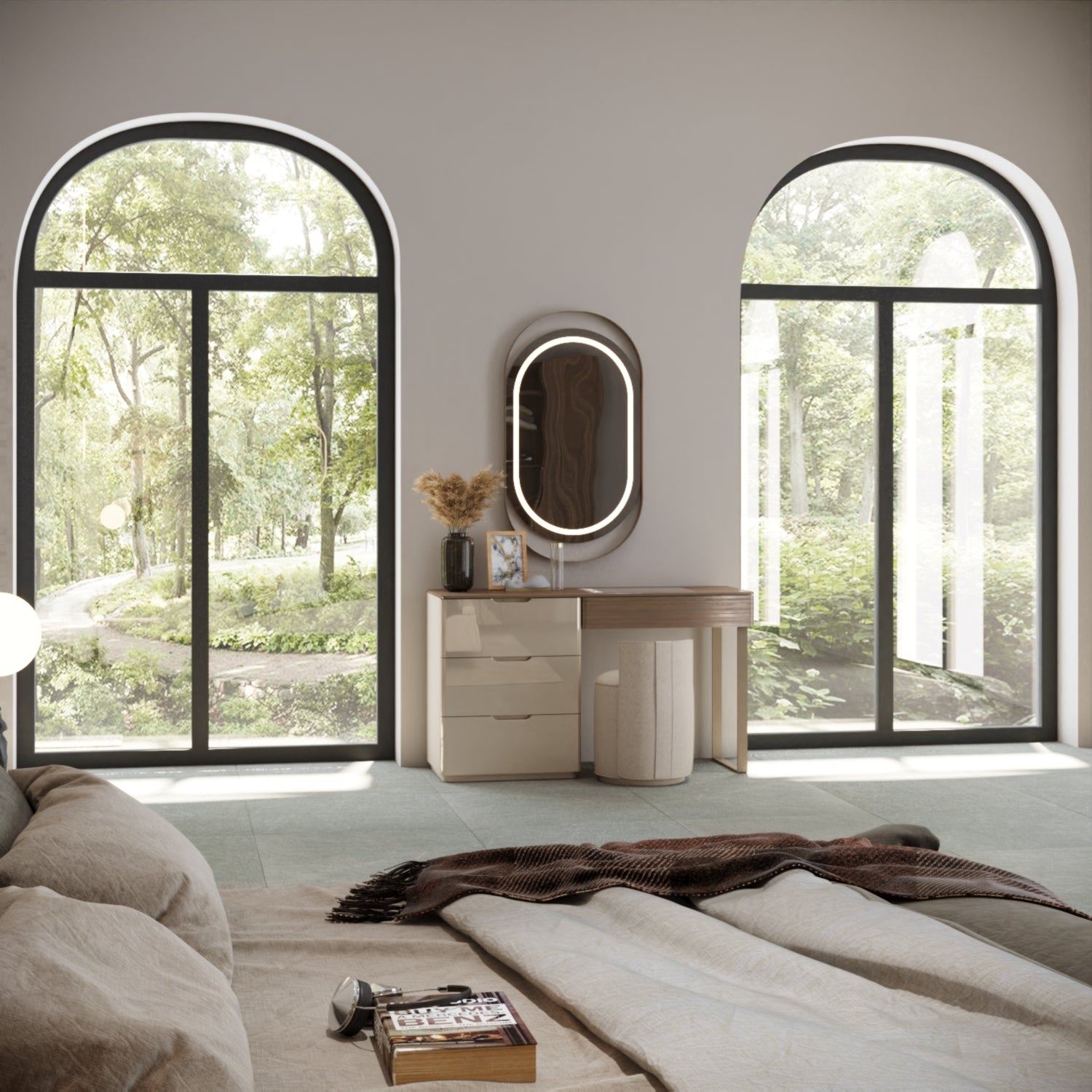 Тоалетка «Bagdat» + скрин с четири чекмеджета и огледало, размер 137х205х46см