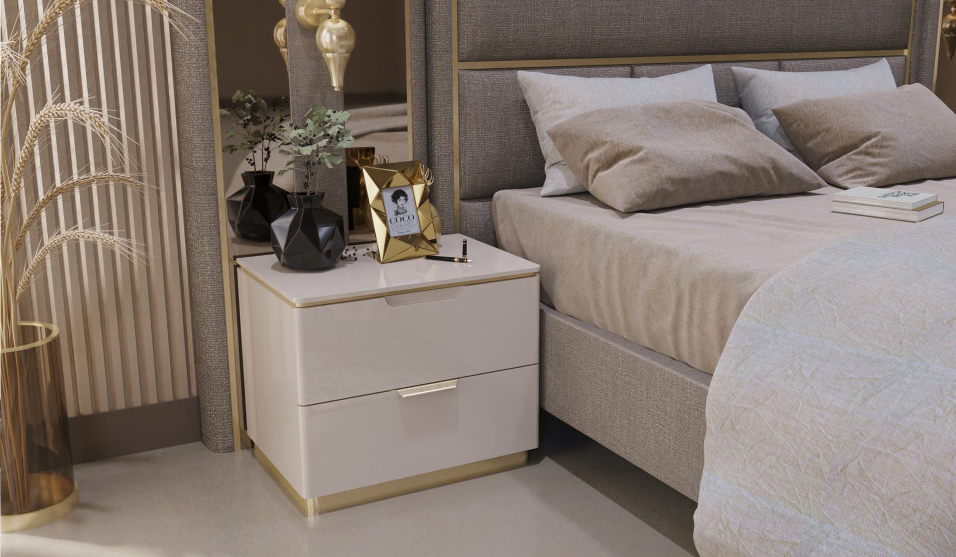 Нощно шкафче «Kapadokya» + две чекмеджета, размер 50х51х61см