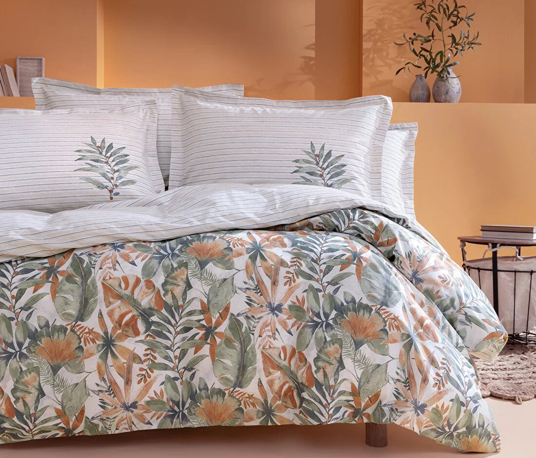 Двоен спален комплект «Amy - Orange» - 4 части, памук, ранфорс