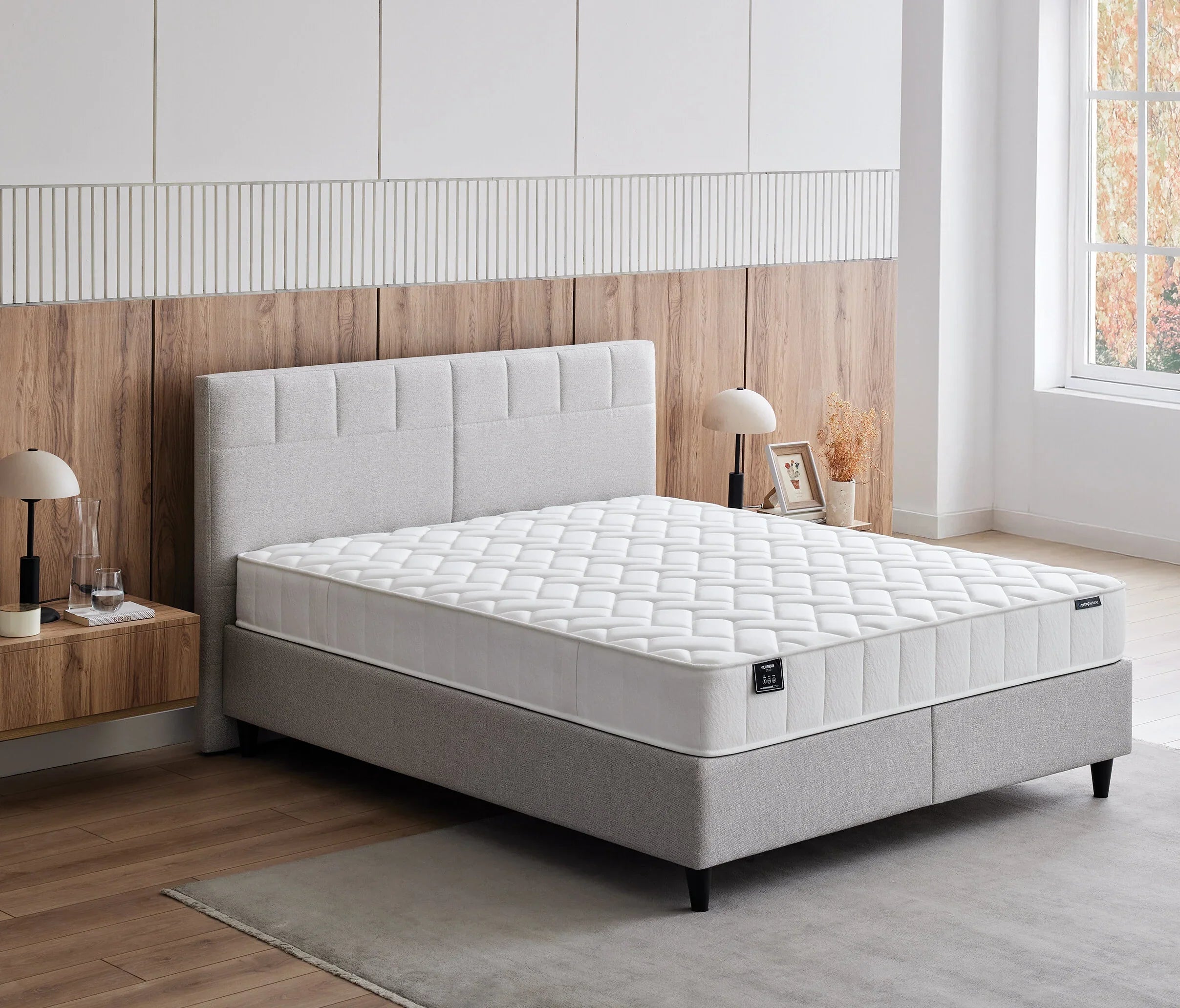 Тапицирано легло «Lento» + Матрак «Supreme Star» + табла «Supreme Sleep» с място за съхранение, матрак с бамбукови влакна