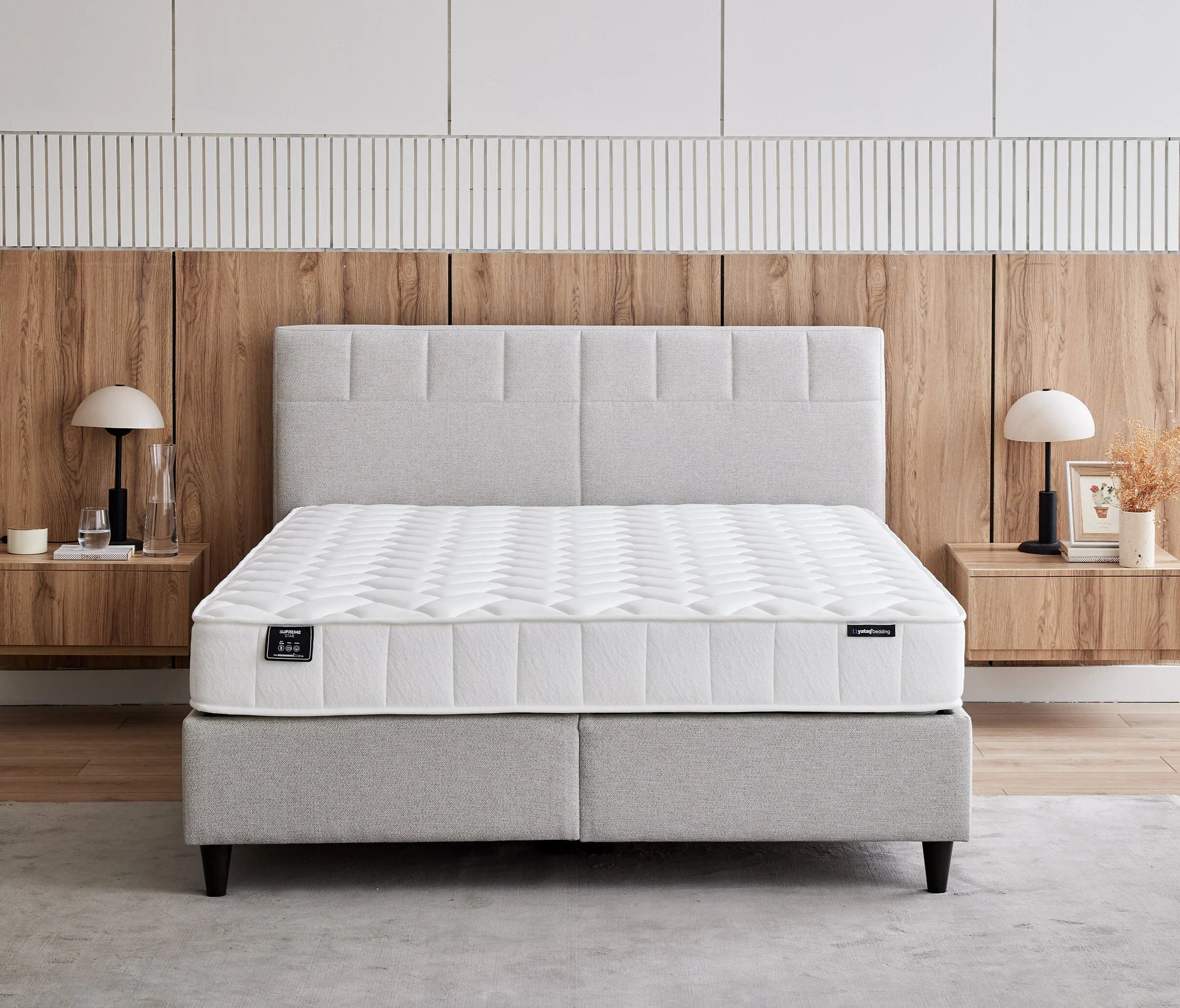 Тапицирано легло «Lento» + Матрак «Supreme Star» + табла «Supreme Sleep» с място за съхранение, матрак с бамбукови влакна