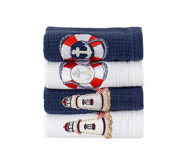 Комплект хавлии «Marin Beyaz-Lacivert» - 4 части, памук, размер 40х60см