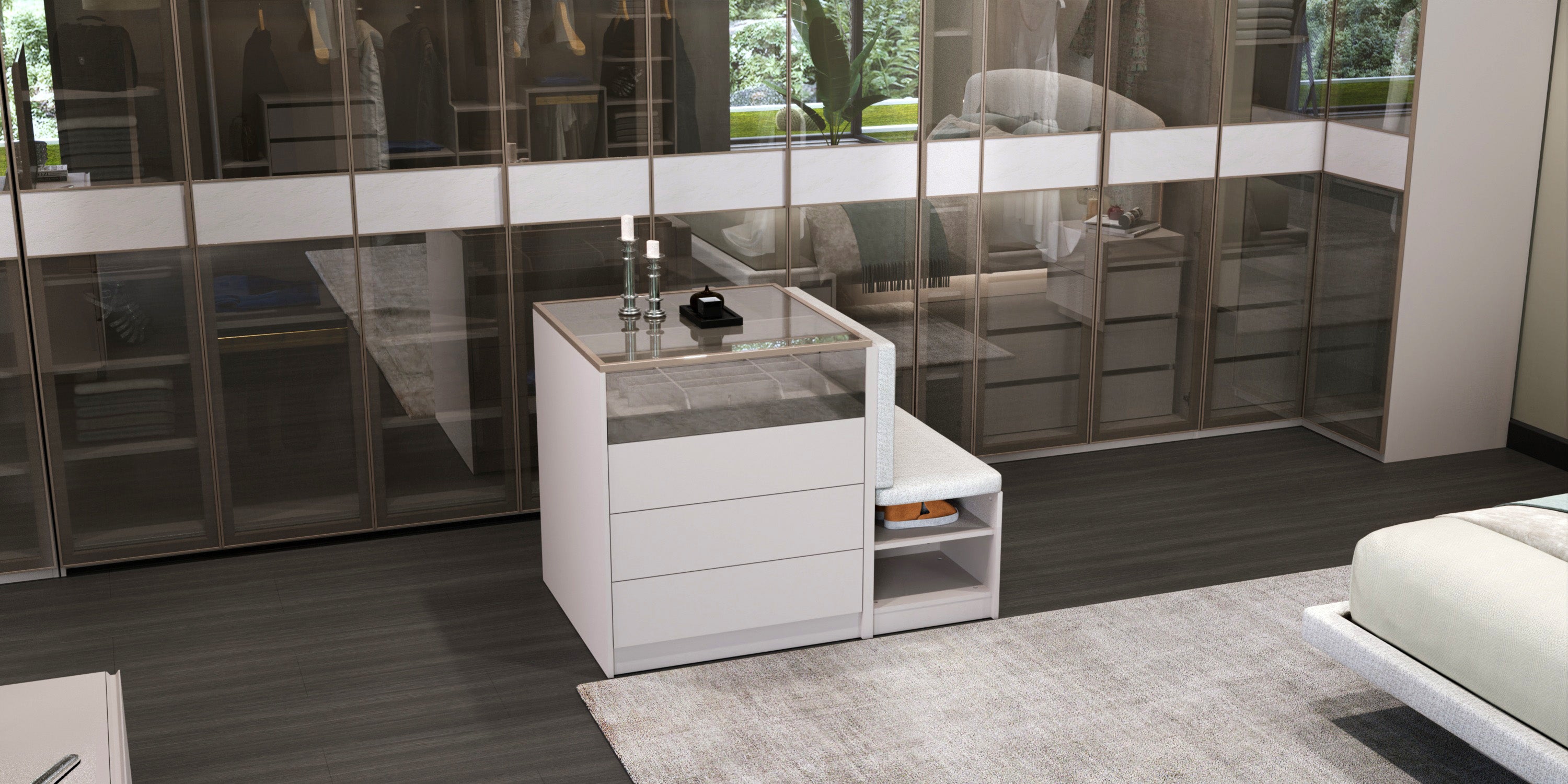 Островен модул за модулен гардероб «Kasmir» + чекмеджета и органайзери, размер 80х92х80см