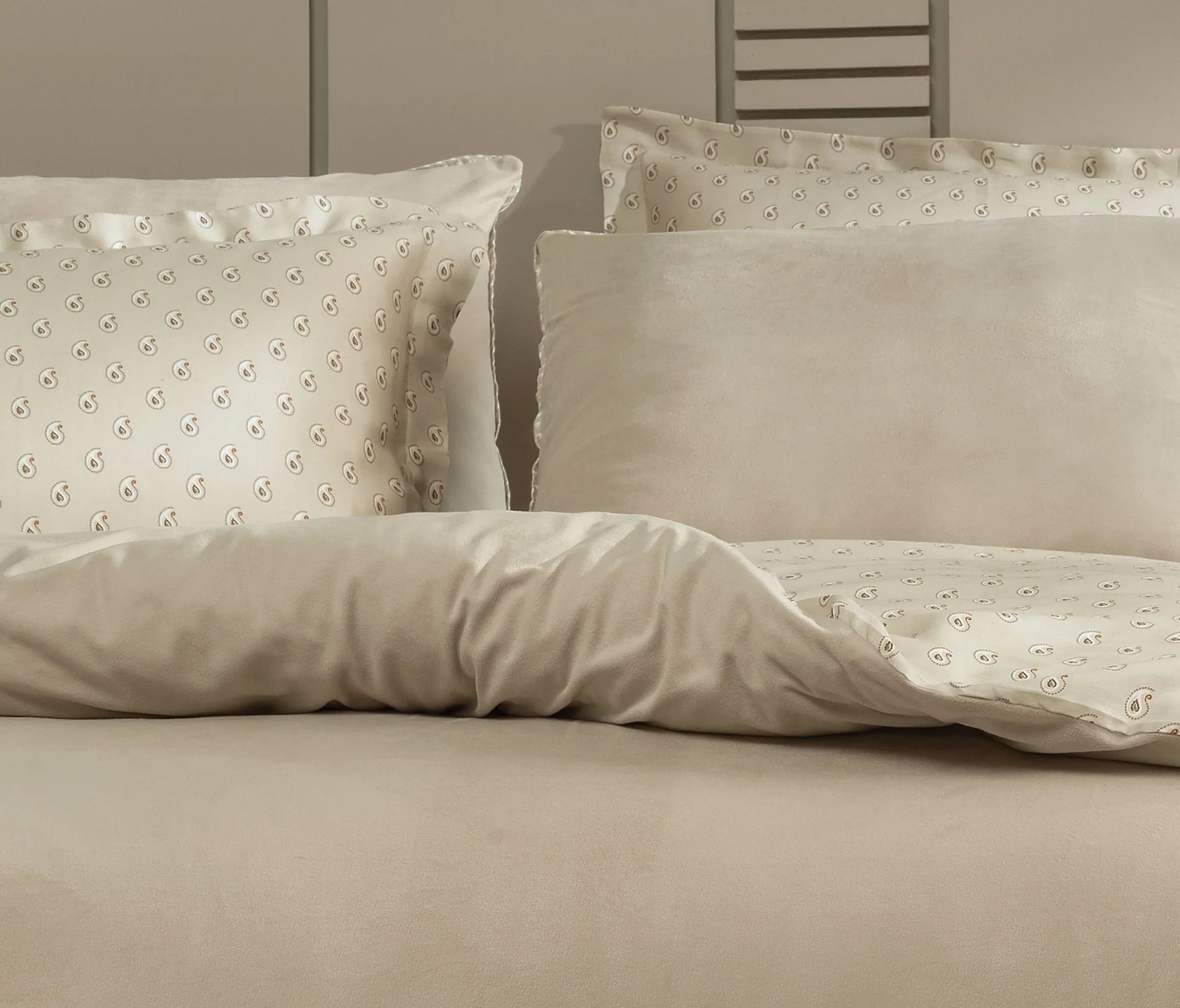 Двоен спален комплект «Arwin Mink» - 4 части, памучен сатен, кадифе