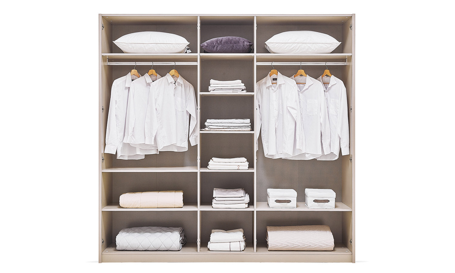 Петкрилен гардероб «Agata» с огледална врата, лост за закачалки, рафтове, ширина 227см