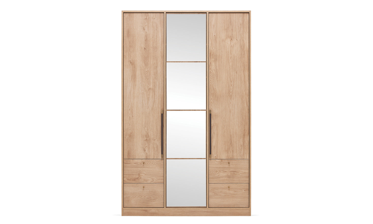 Трикрилен гардероб «Helis Teen» с огледална врата, чекмеджета, лост за закачалки, рафтове, ширина 140см