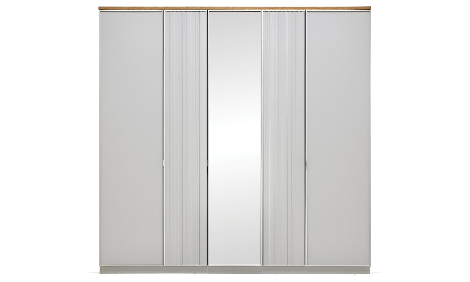 Петкрилен гардероб «Puerta» с огледална врата, ширина 226см