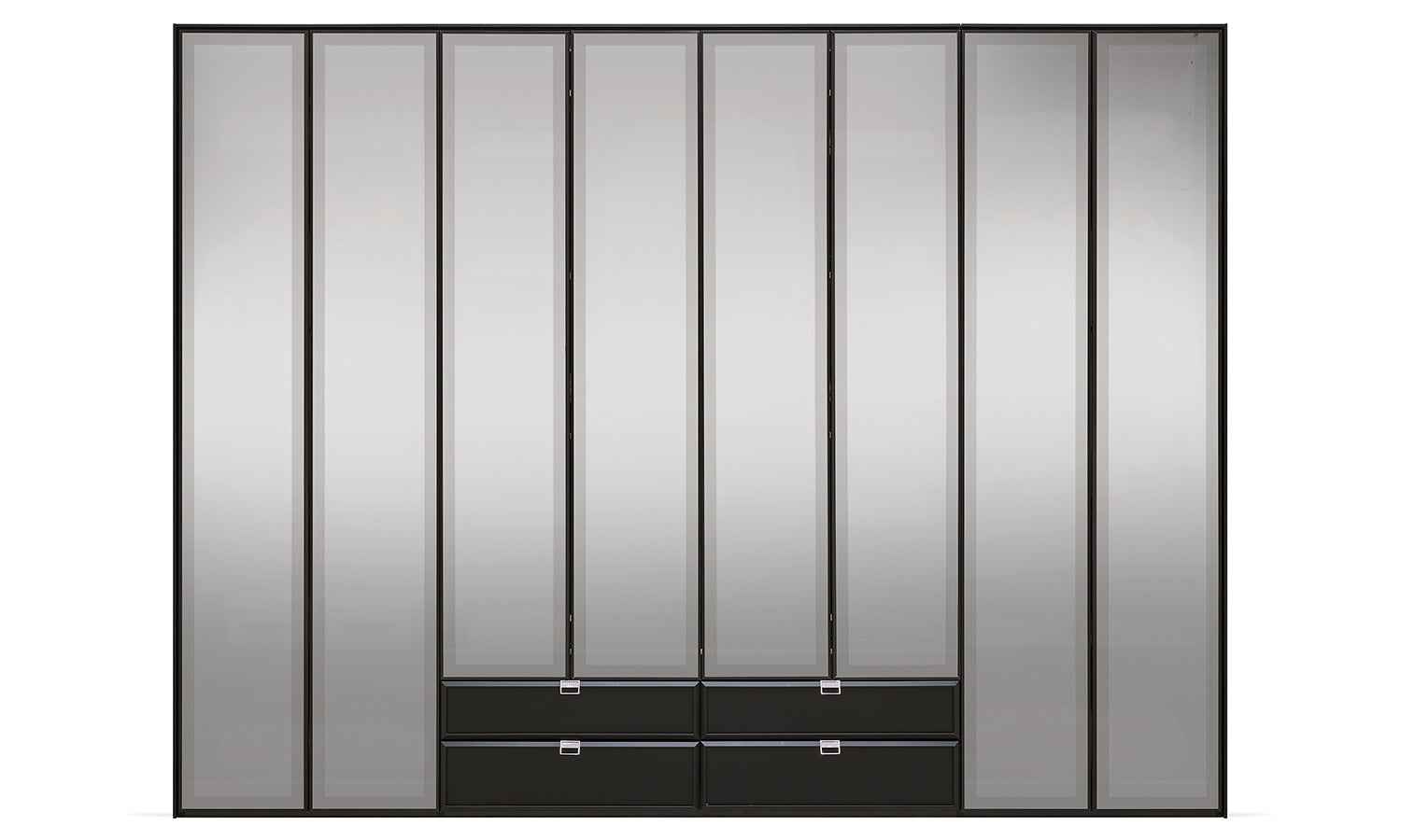 Осемкрилен гардероб «Krista» стъклени врати, ширина 293см