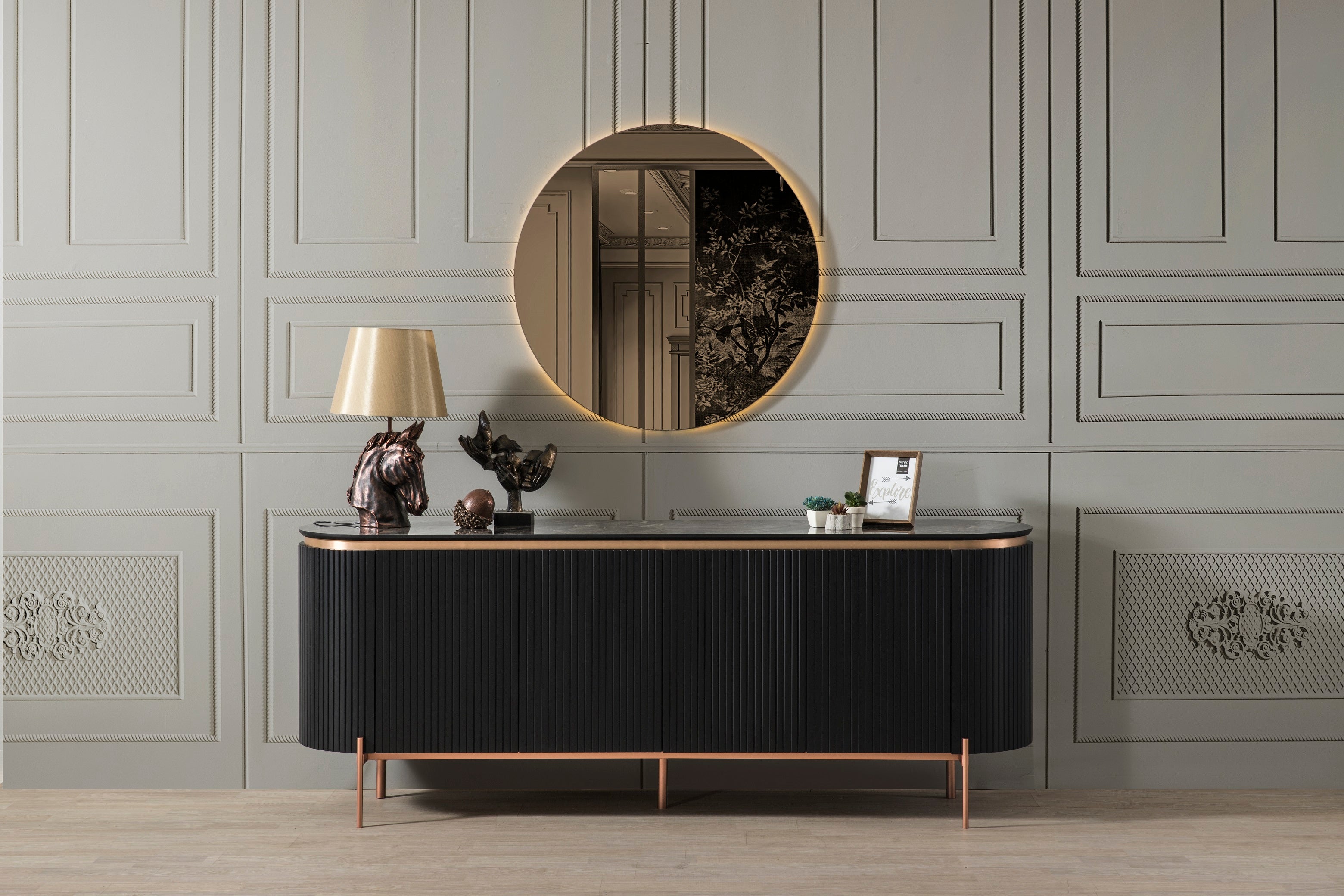 Огледало за бюфет «Tesla Black» с размер 90х90х3см