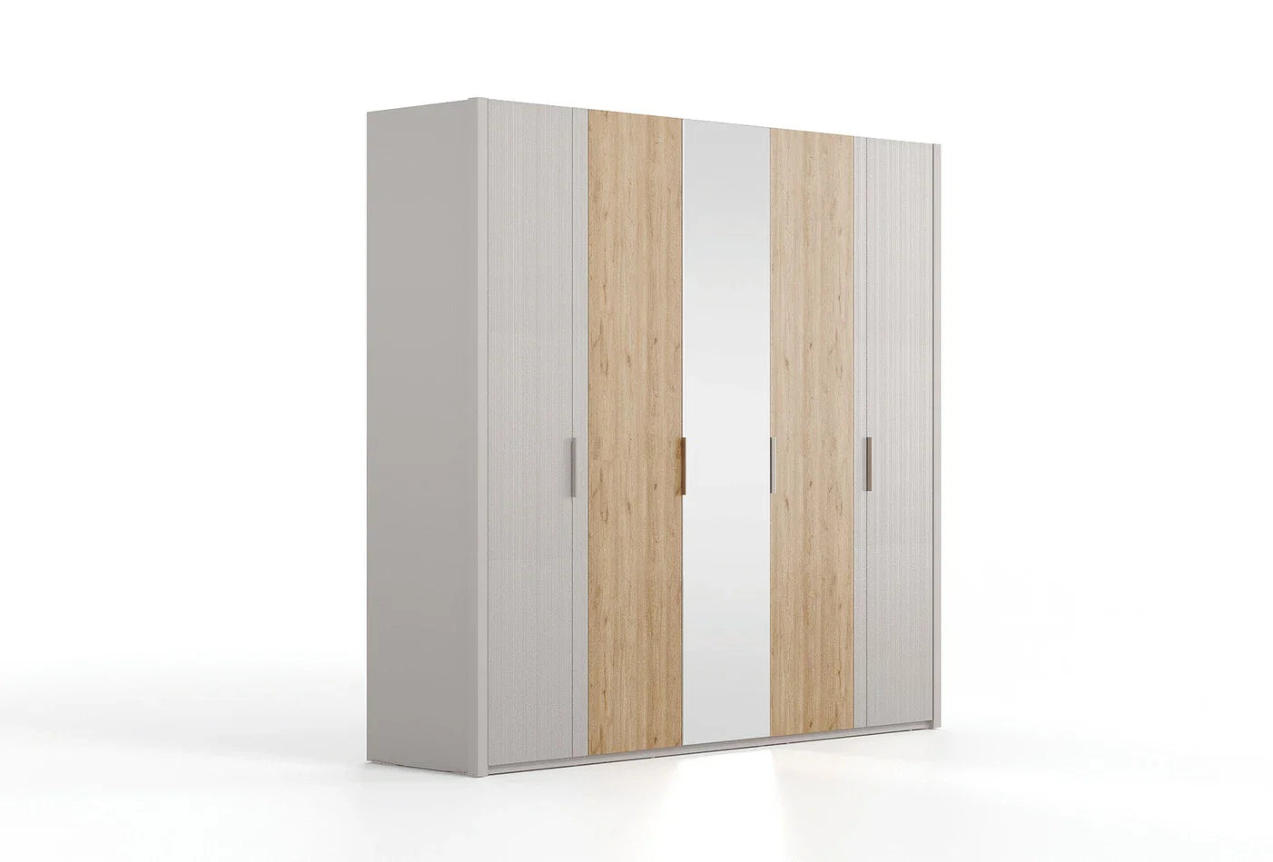 Петкрилен гардероб «Cante» с огледална врата, ширина 226см