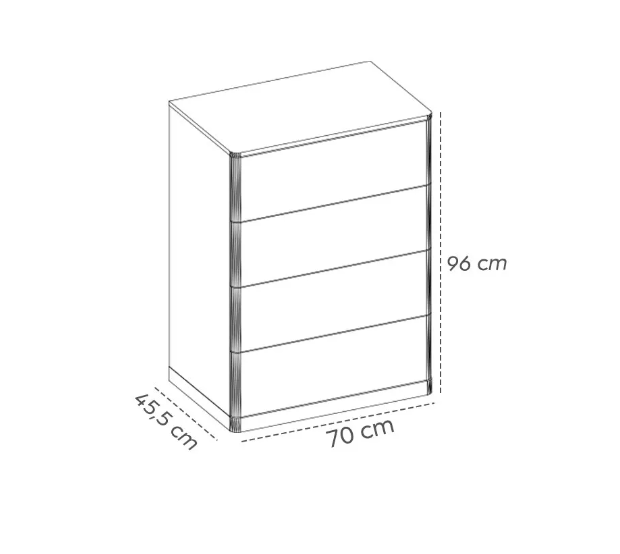 Скрин «Dolunay» с четири чекмеджета, размер 80х96х46см
