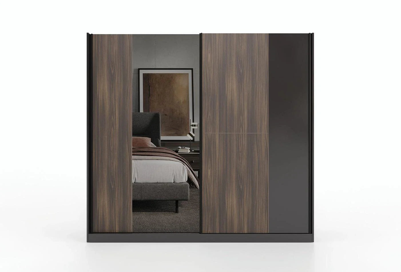 Гардероб с плъзгащи врати «Parma» с огледална врата, ширина 253см