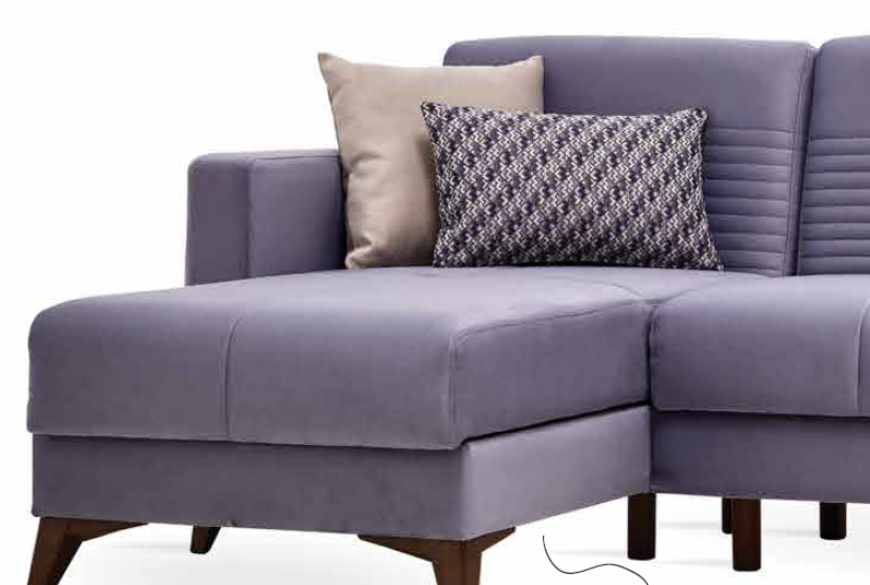 Ъглов разтегателен диван «Nola» + три декоративни възглавници, ширина 228см