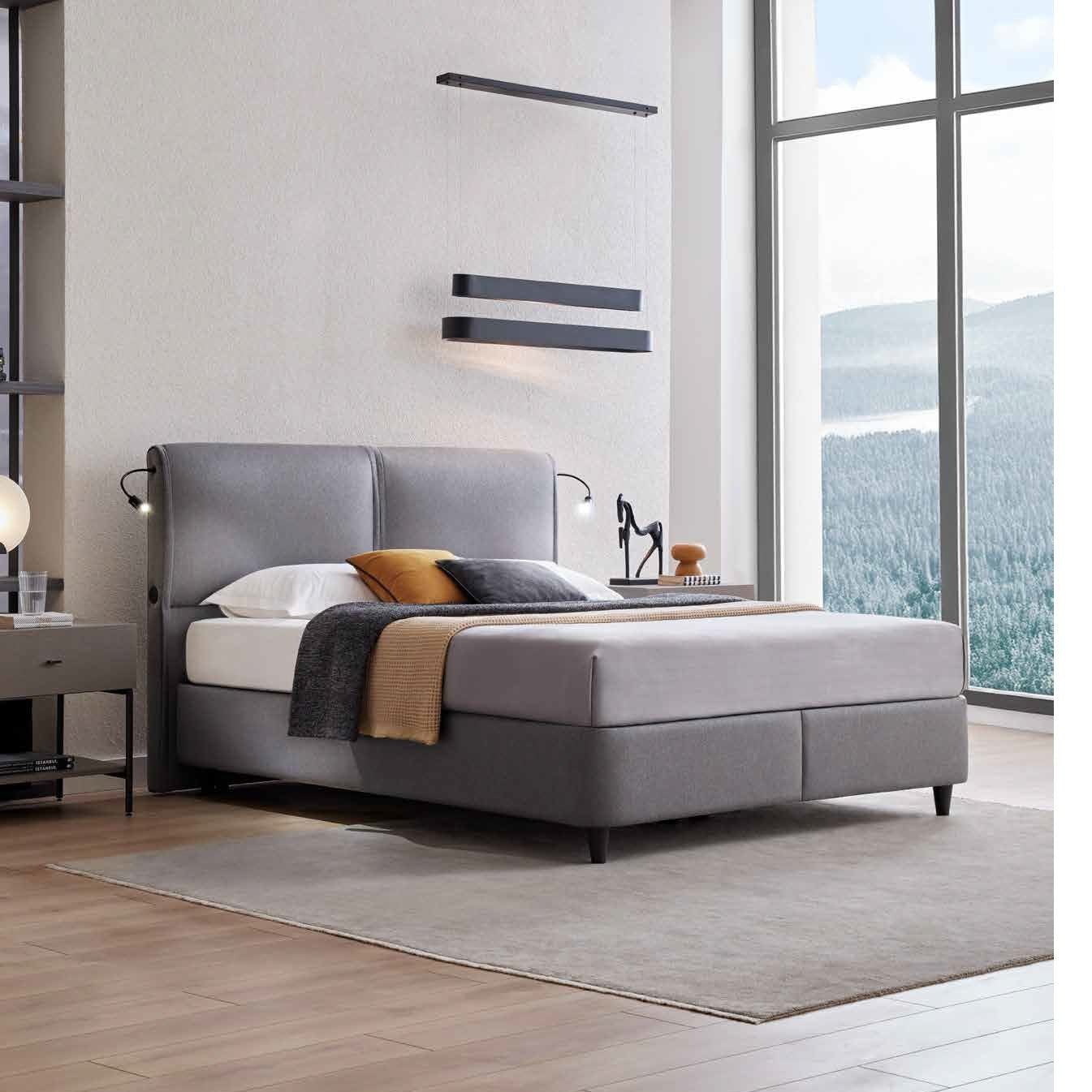 Тапицирано легло «New Lotto» + Матрак «Adapt Rest» + табла «Adapt Rest» с място за съхранение, повдигащ механизъм, система за безшумно затваряне