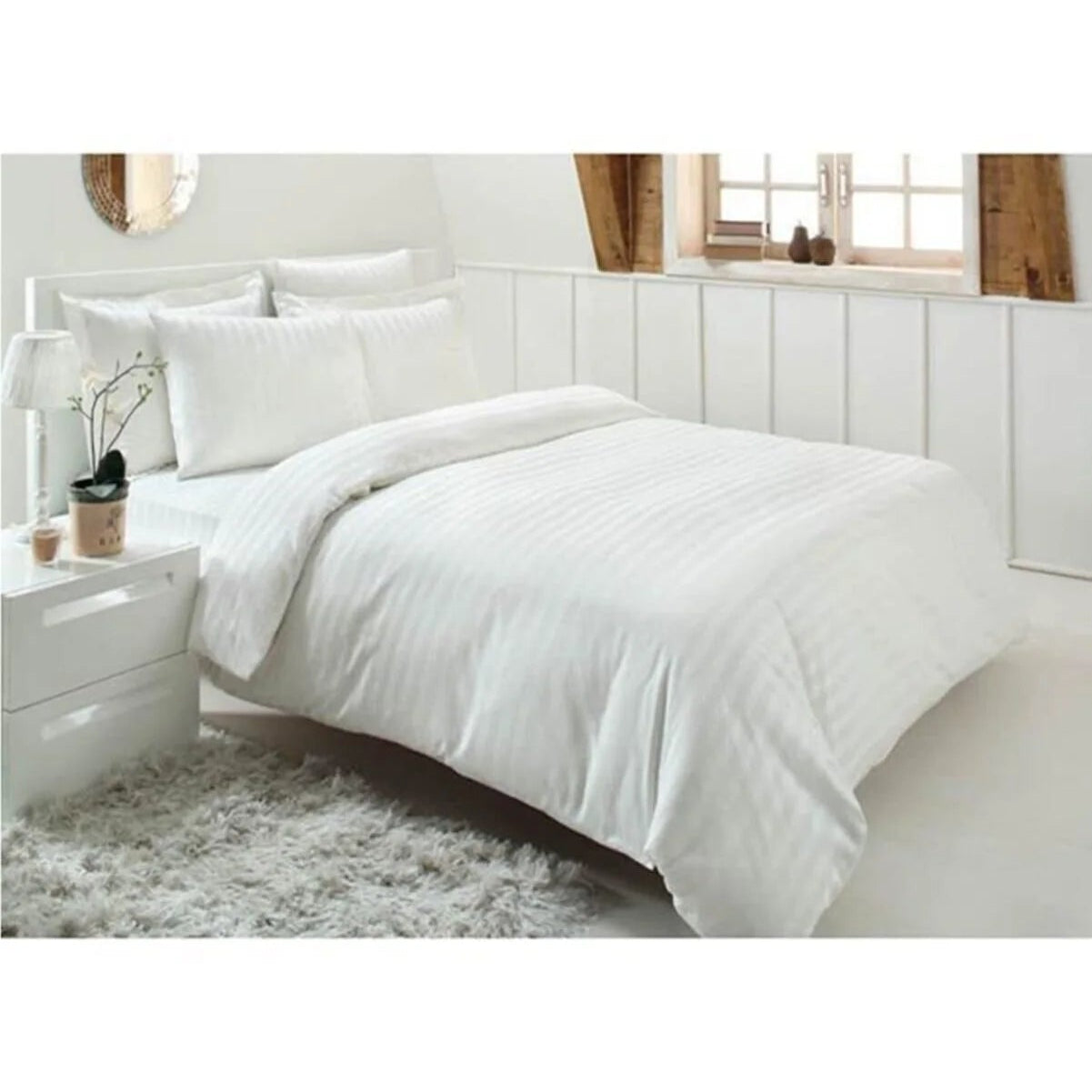 Двоен спален комплект «Cream Line» - 6 части, памучен сатен