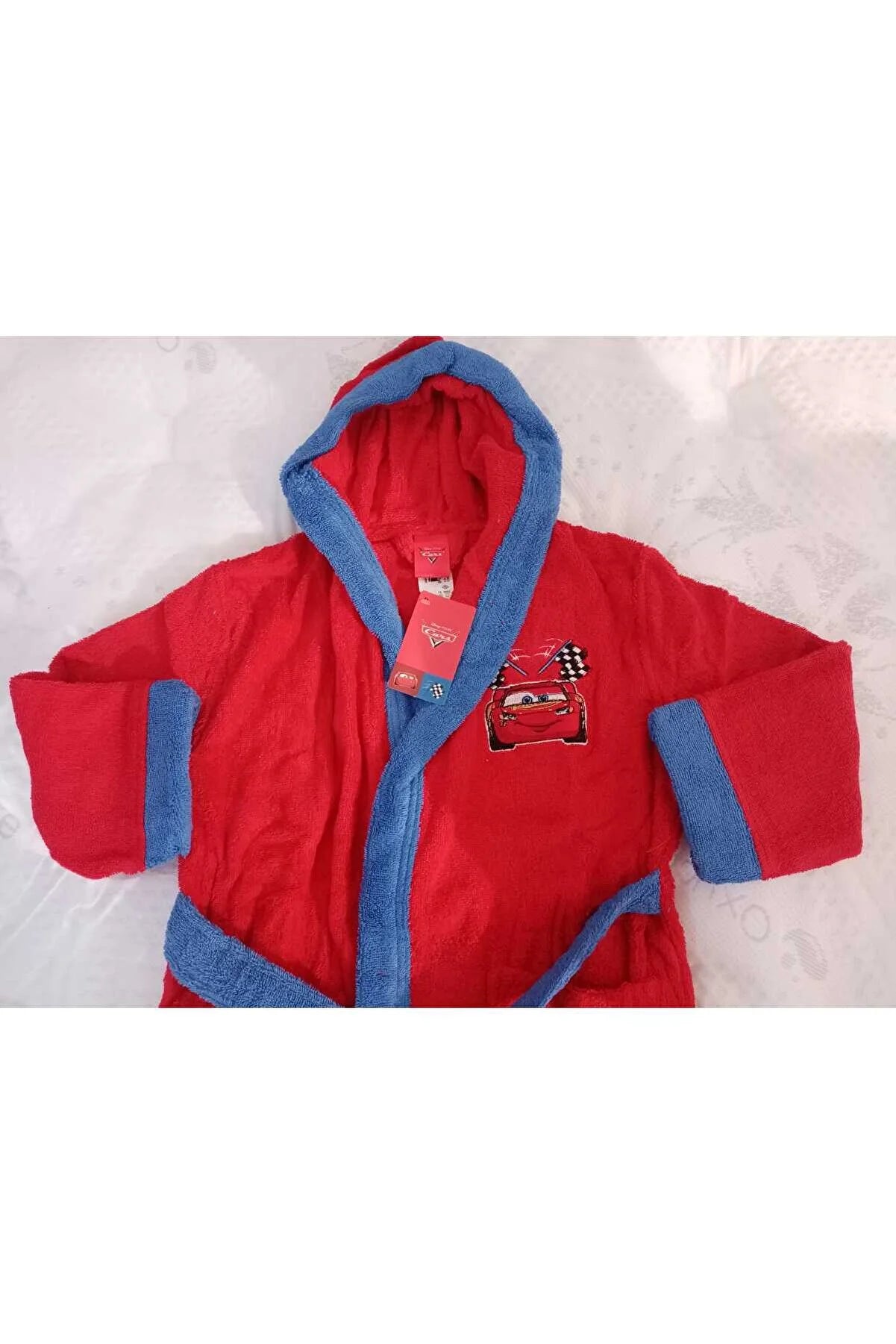 Детски халат за баня «Cars Go Red» - памук, възраст 9-10г