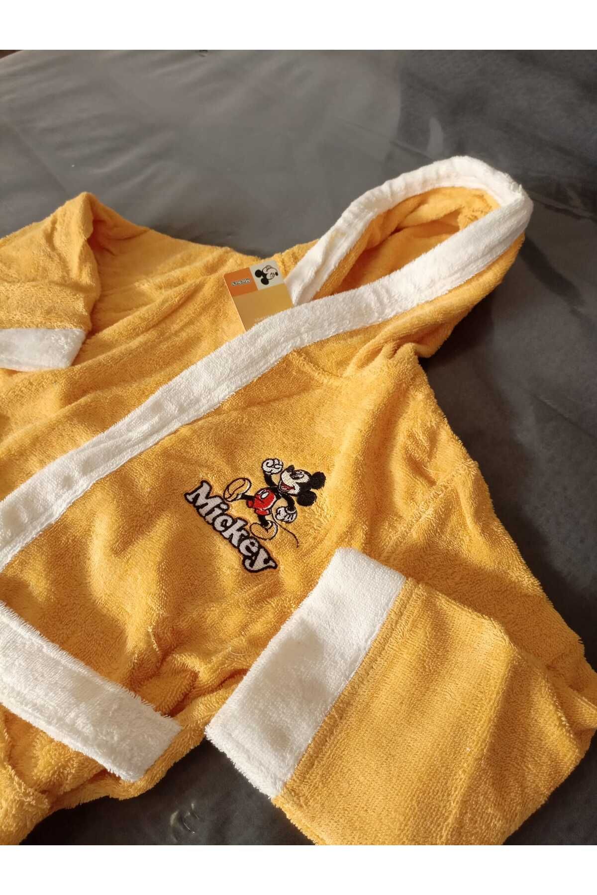 Детски халат за баня «Mickey M.Happy Yellow» - памук, възраст 9-10г