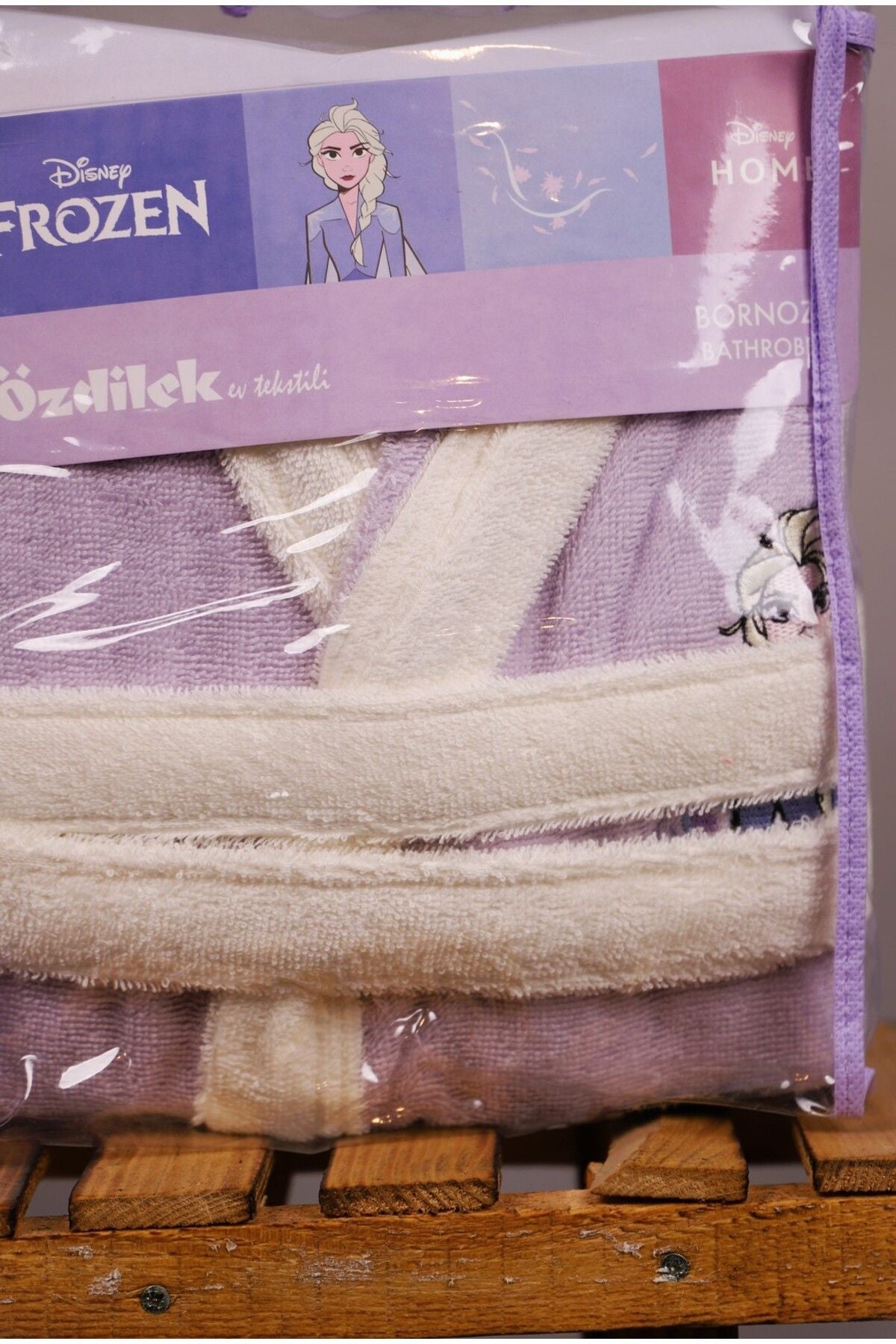 Детски халат за баня «DSNY Frozen Leaf Lila» - памук, възраст 9-10 г.