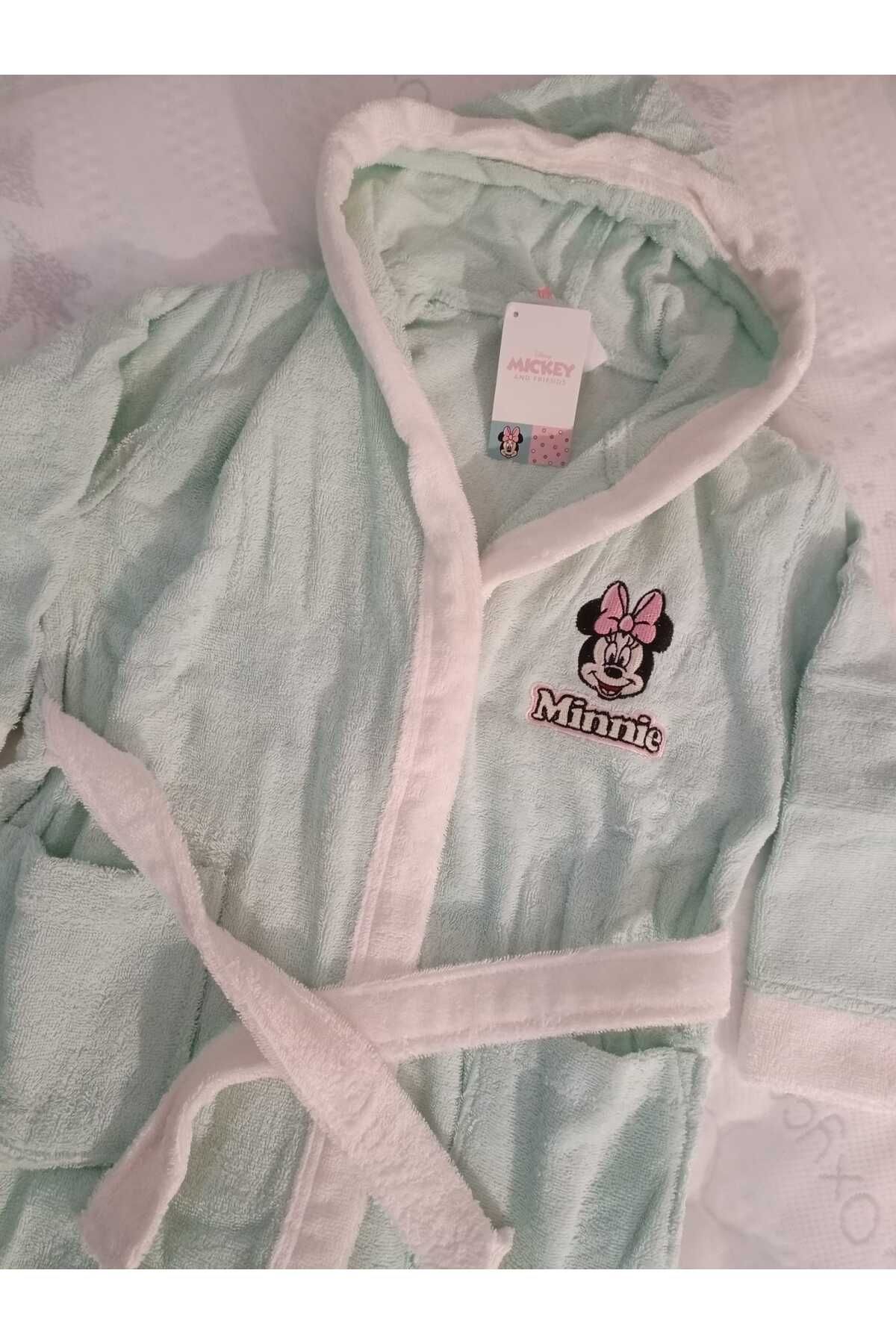 Детски халат за баня «Minnie Heart Mint» - памук, възраст 11-12г.