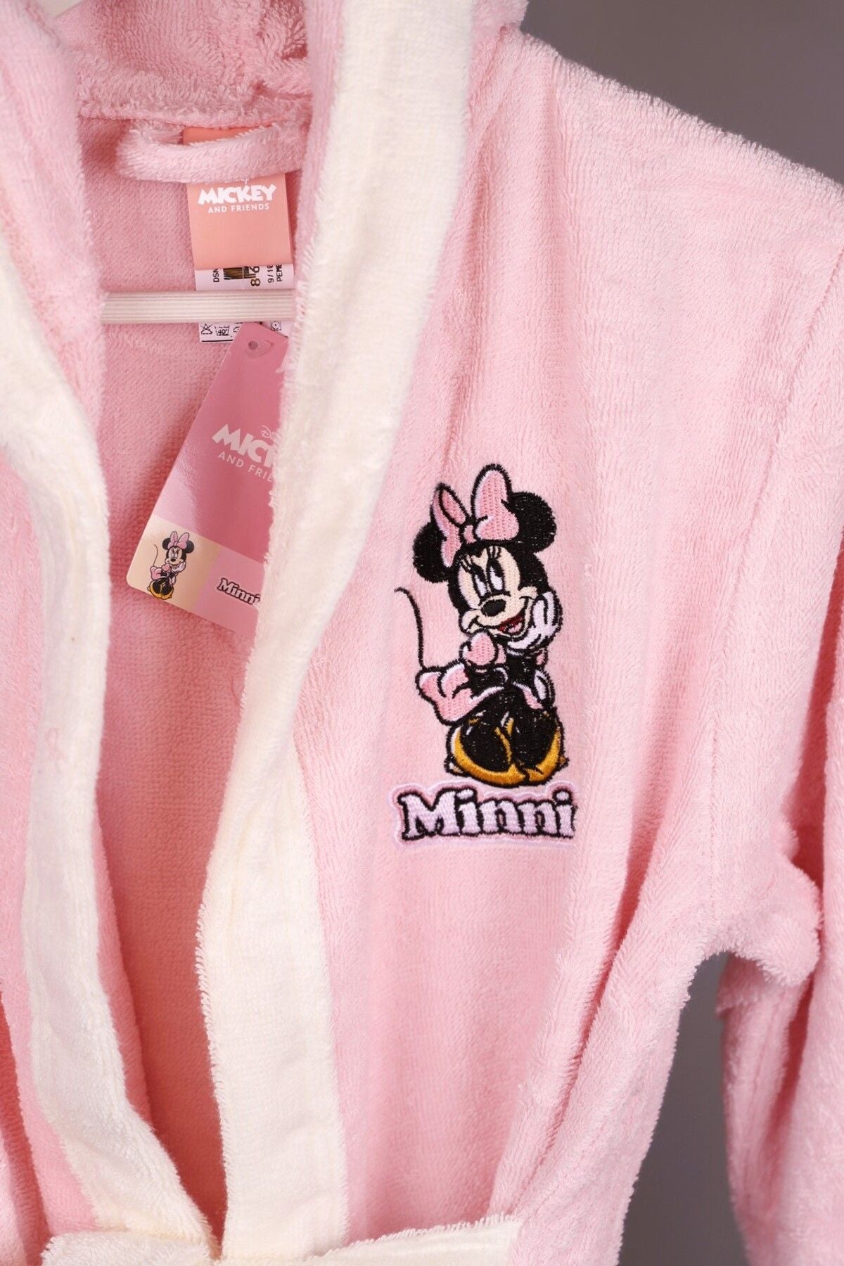 Детски халат за баня «Minnie Happy Pink» - памук, възраст 11-12г.