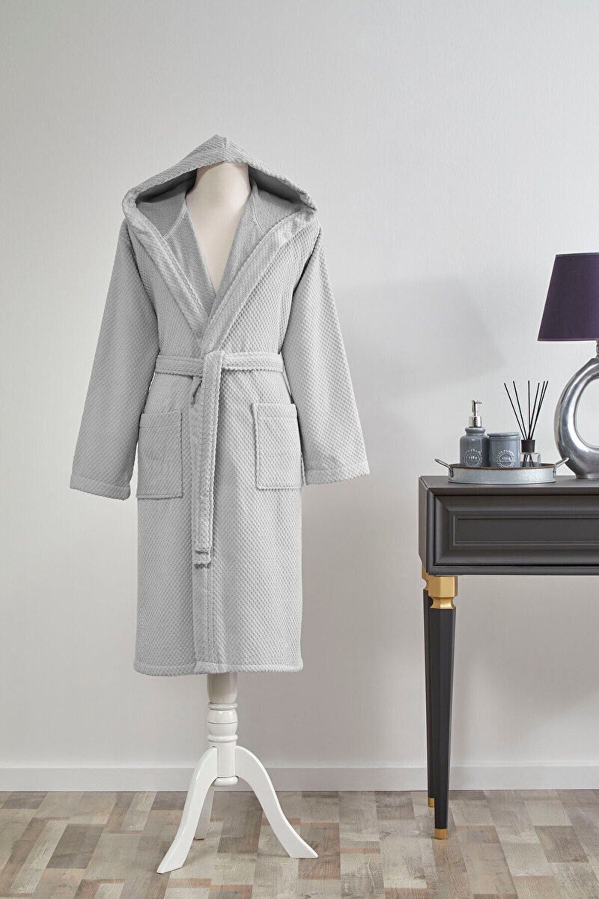 Халат за баня «Bright Gri» с качулка, размер S/M