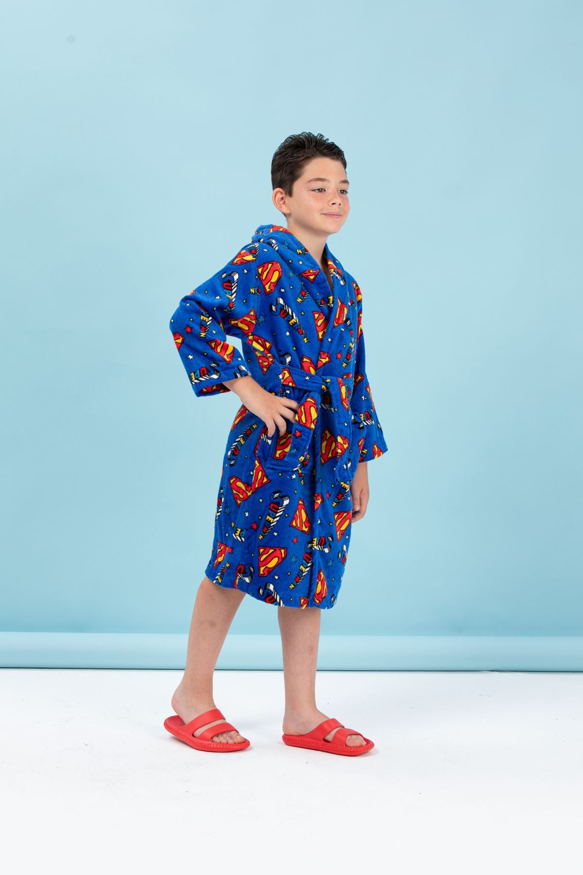 Детски халат за баня «Superman Planet Blue» - памук, възраст 5-6г.