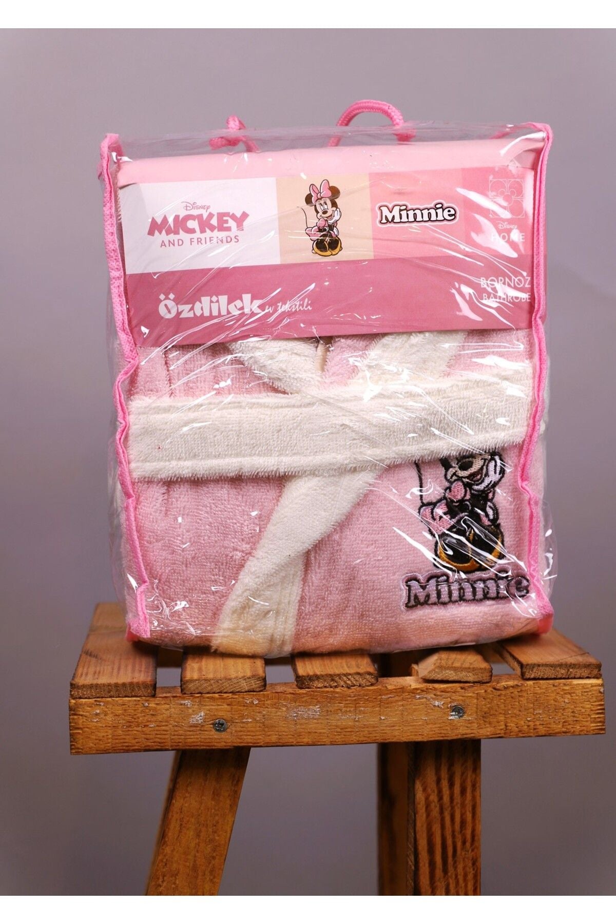 Детски халат за баня «Minnie Happy Pink» - памук, възраст 11-12г.