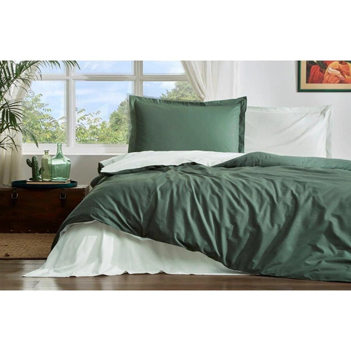 Единичен спален комплект «Colourist Zumrut» - 3 части, памук, ранфорс