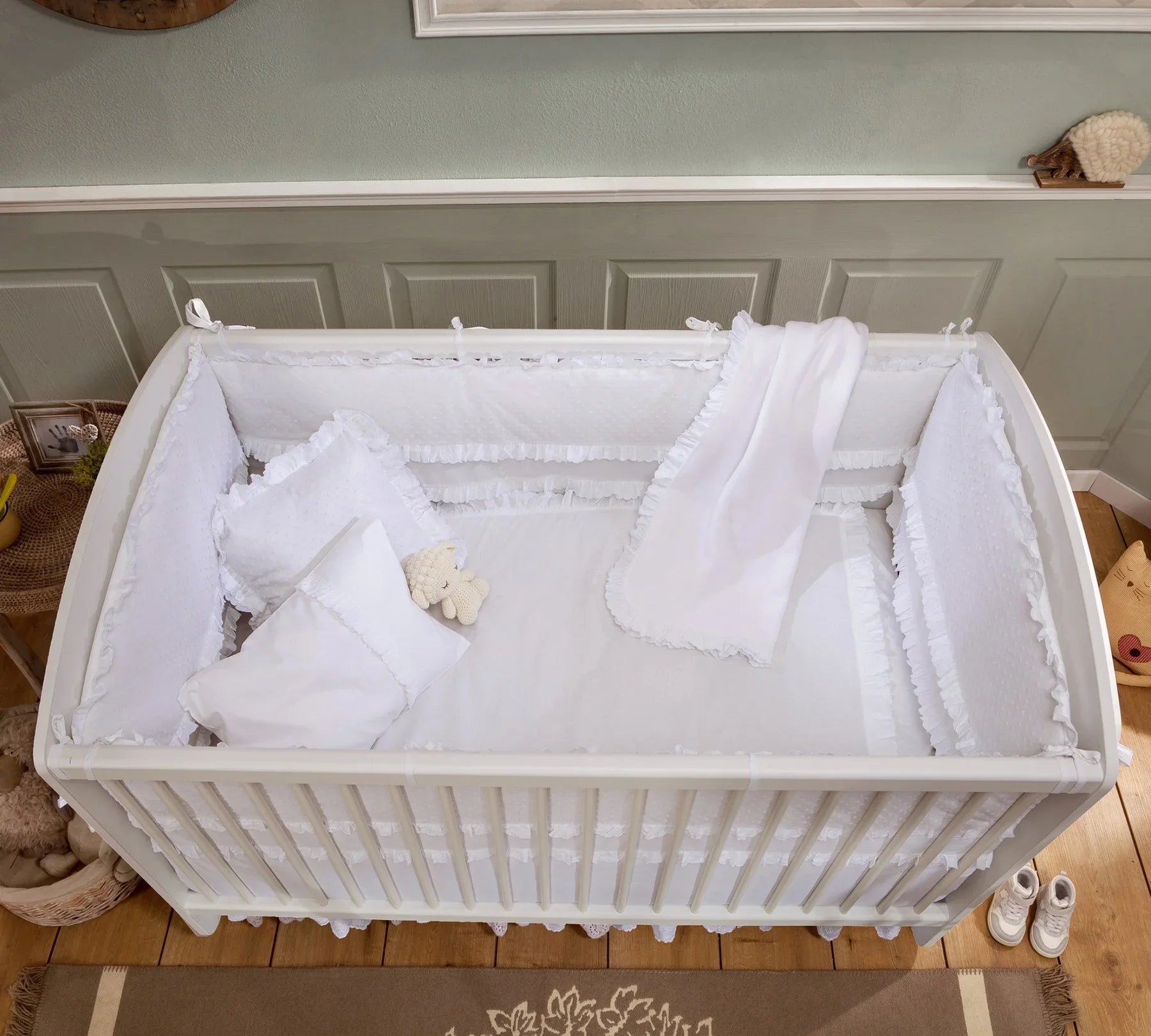 Бебешка кошара «White» + люлеещ механизъм, за матрак 70х130см