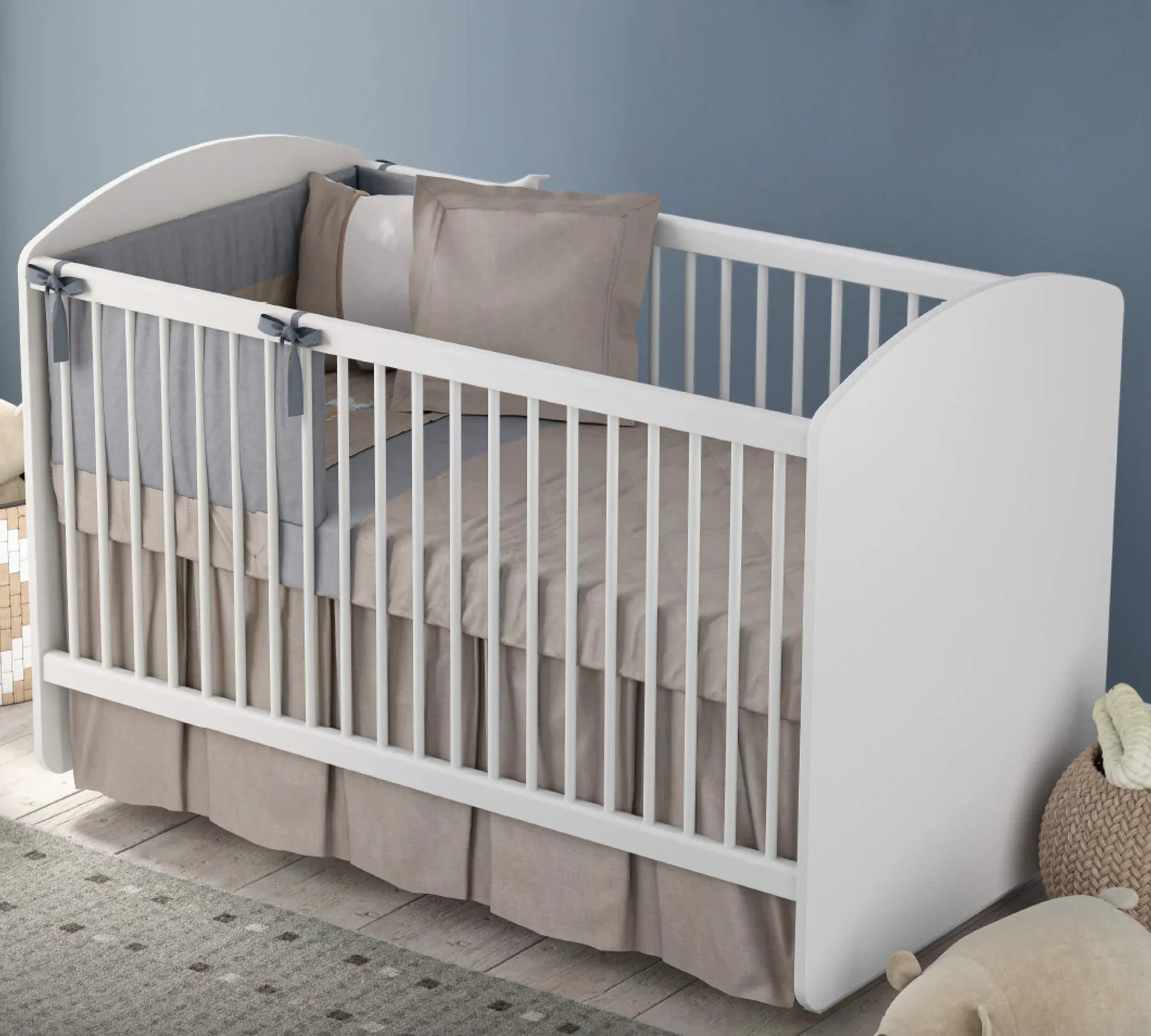 Бебешка кошара «White» + люлеещ механизъм, за матрак 70х130см