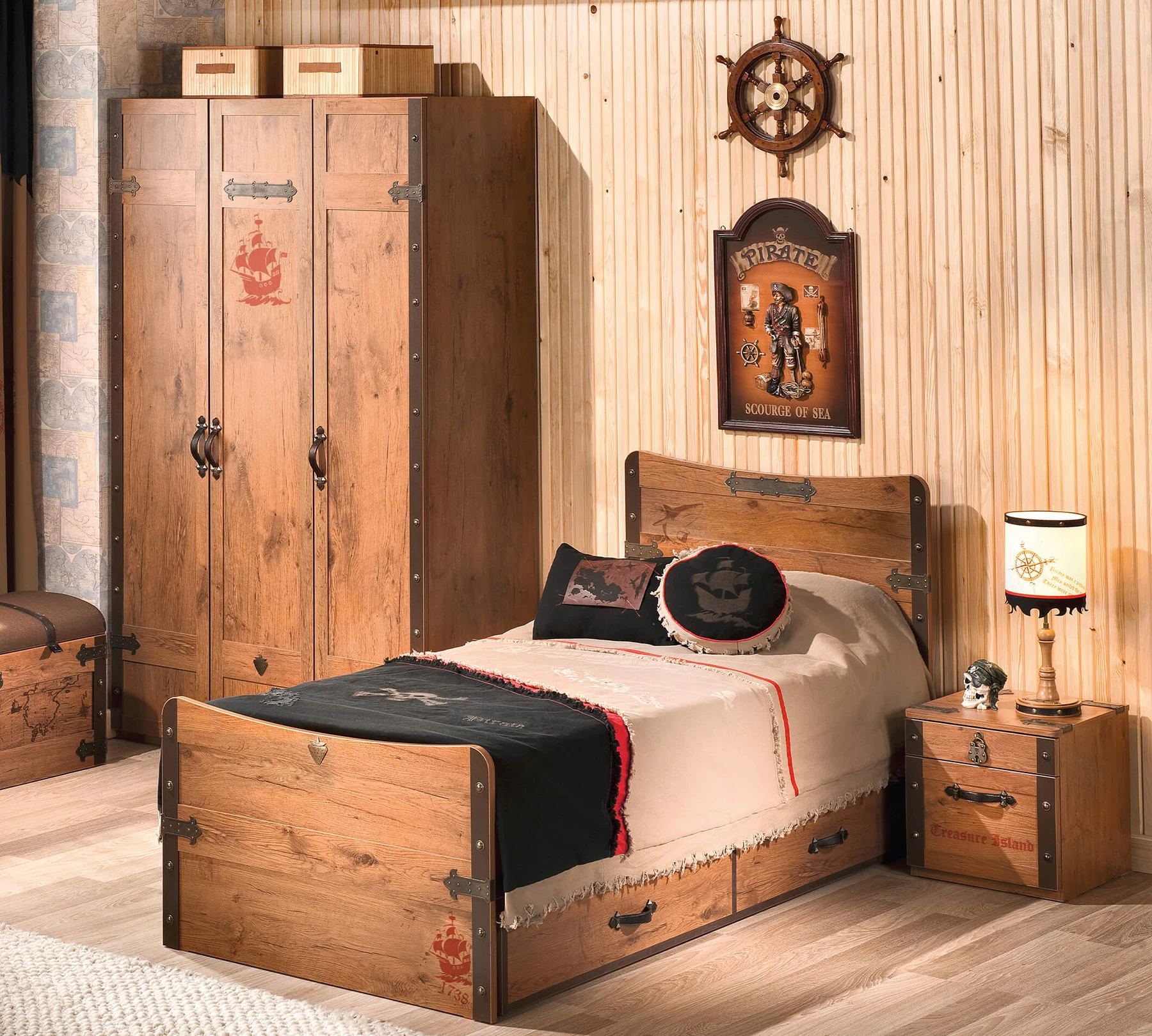 Трикрилен гардероб «Pirate» - ширина 121см