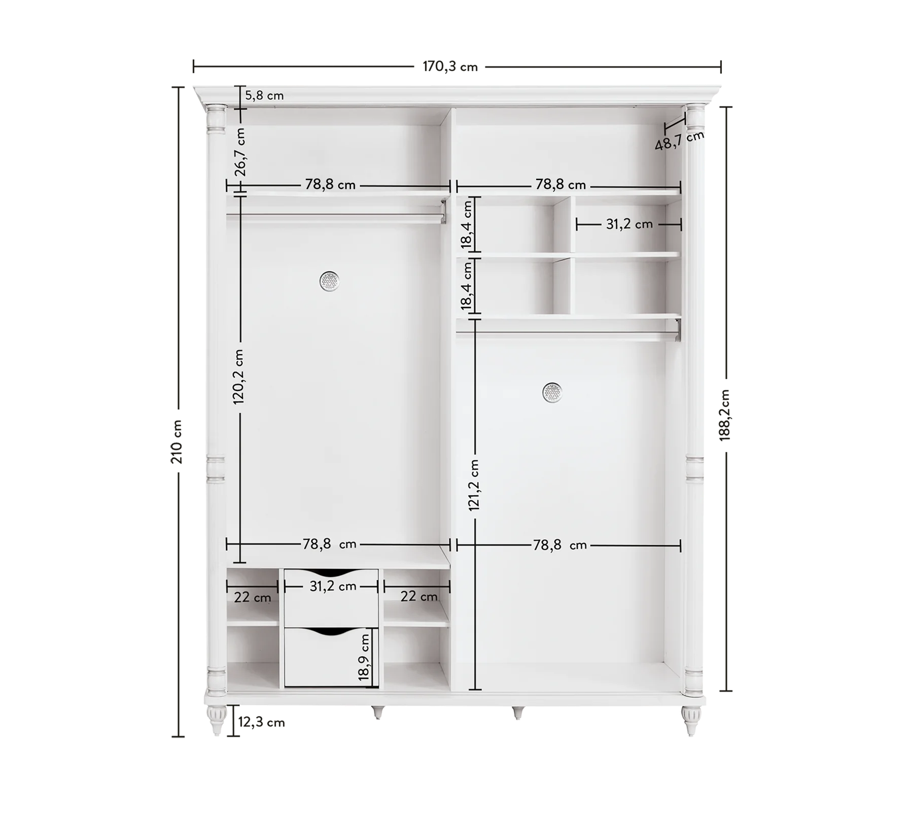 Гардероб с плъзгащи врати «Romantic» - с ширина 170см