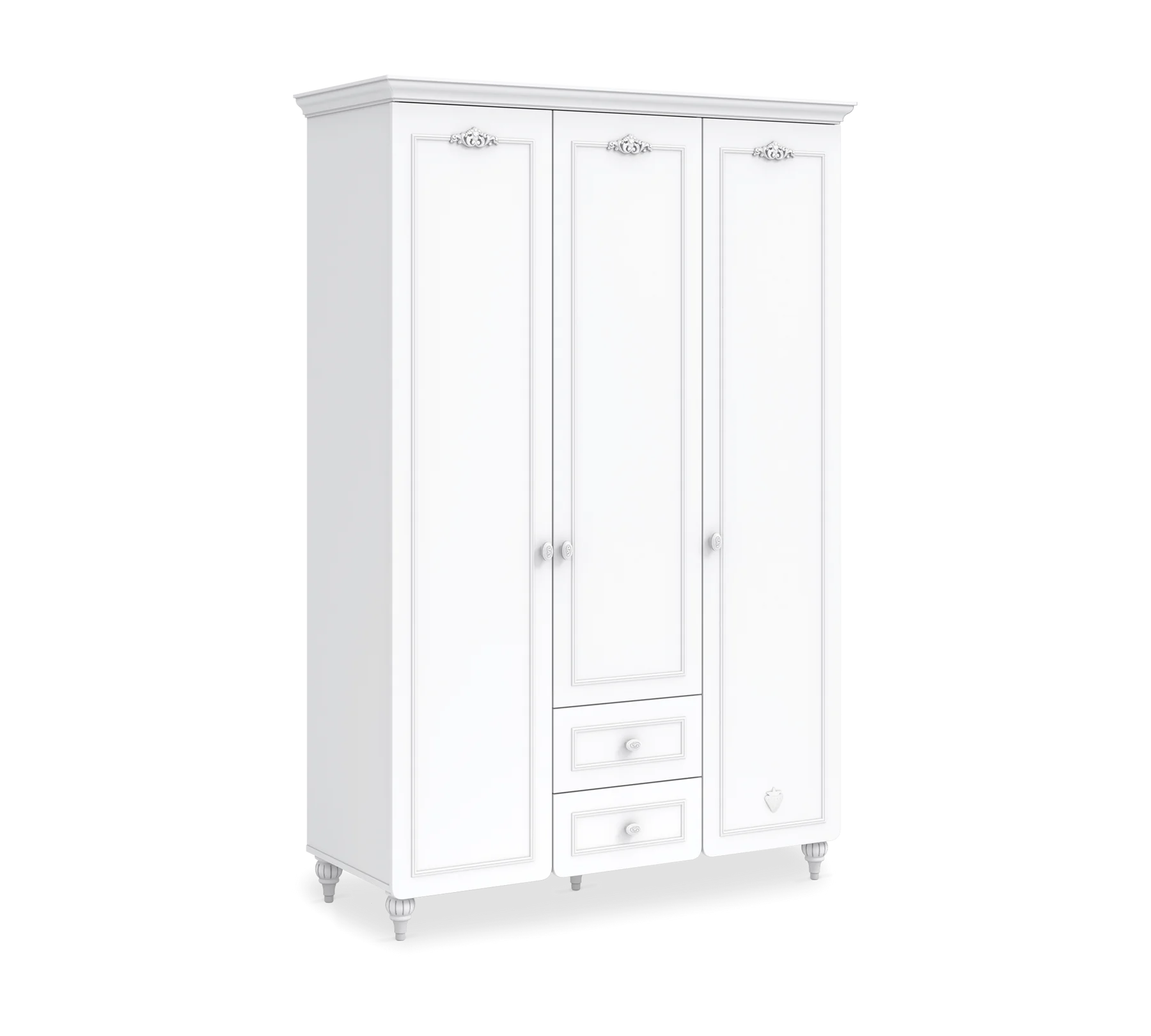 Детски трикрилен гардероб «Romantic baby» с огледална врата, ширина 136см