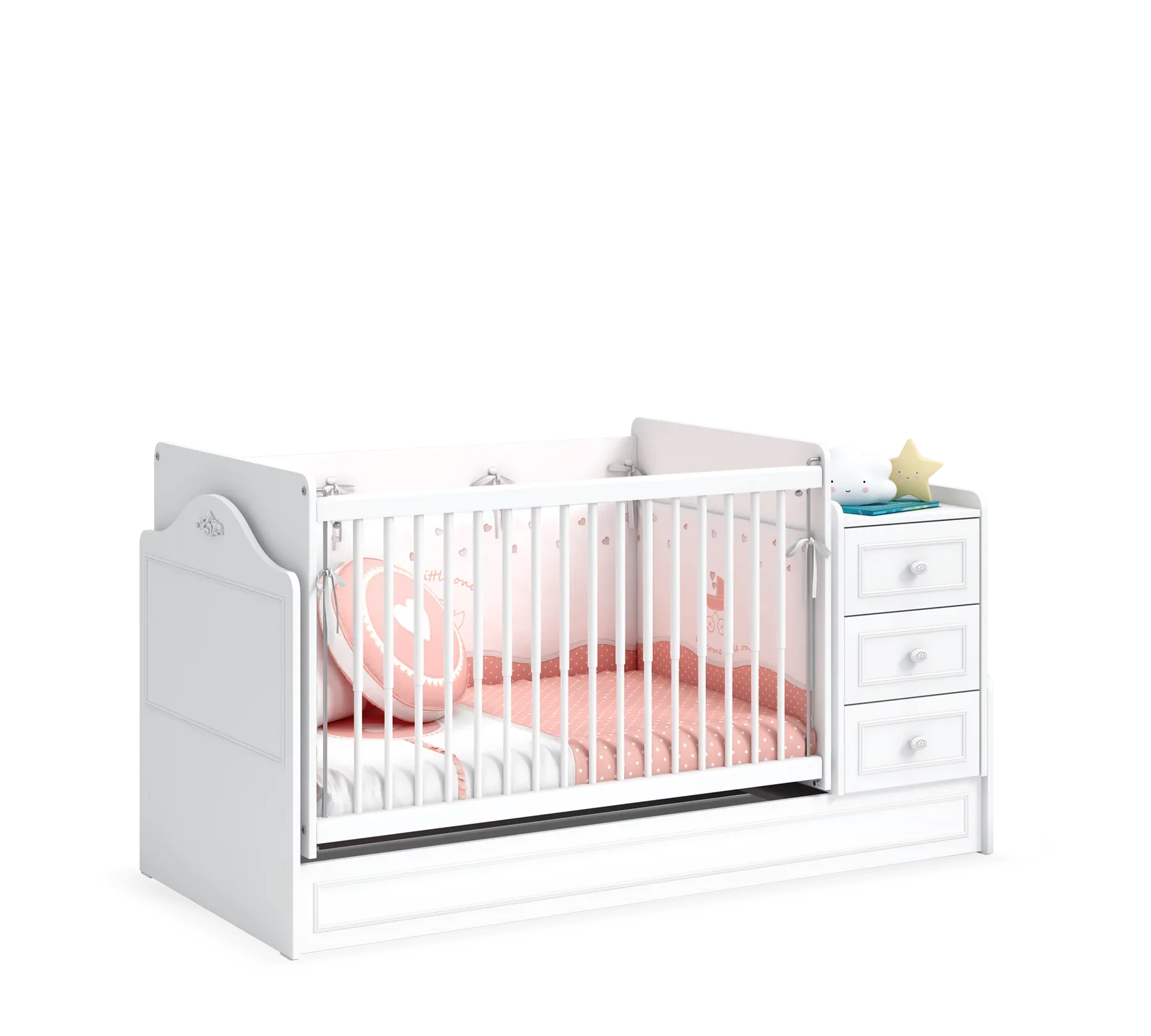 Трансформираща се бебешка кошара - легло «Romantic Baby» за матраци 70x115см и 70x160cm