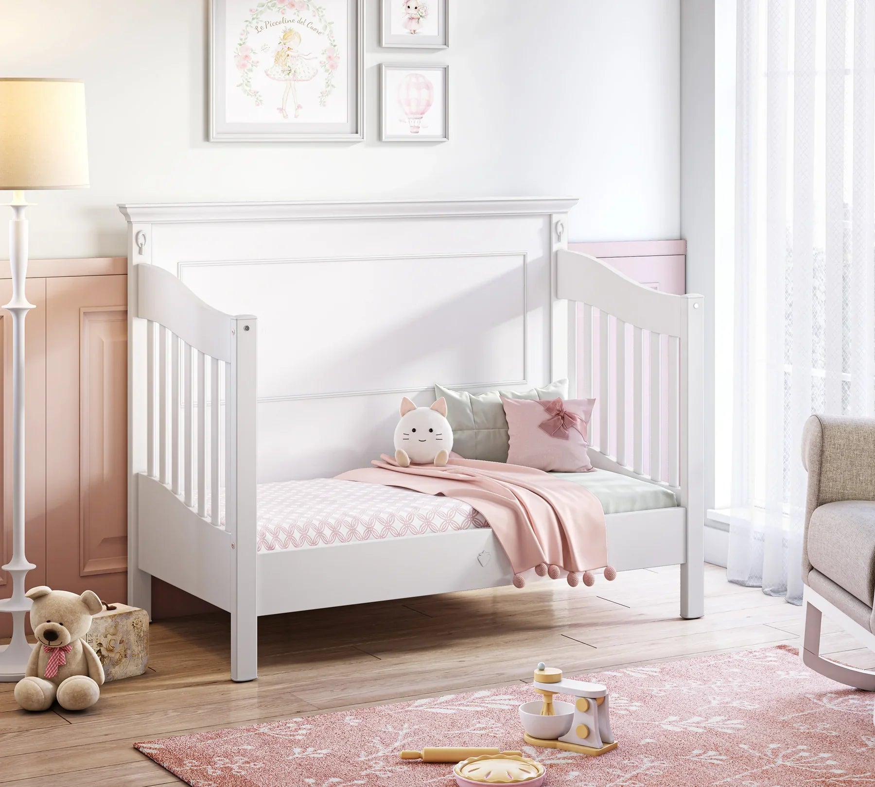 Дневно легло «Romantic baby» с подвижна преграда, за матрак 70х140см